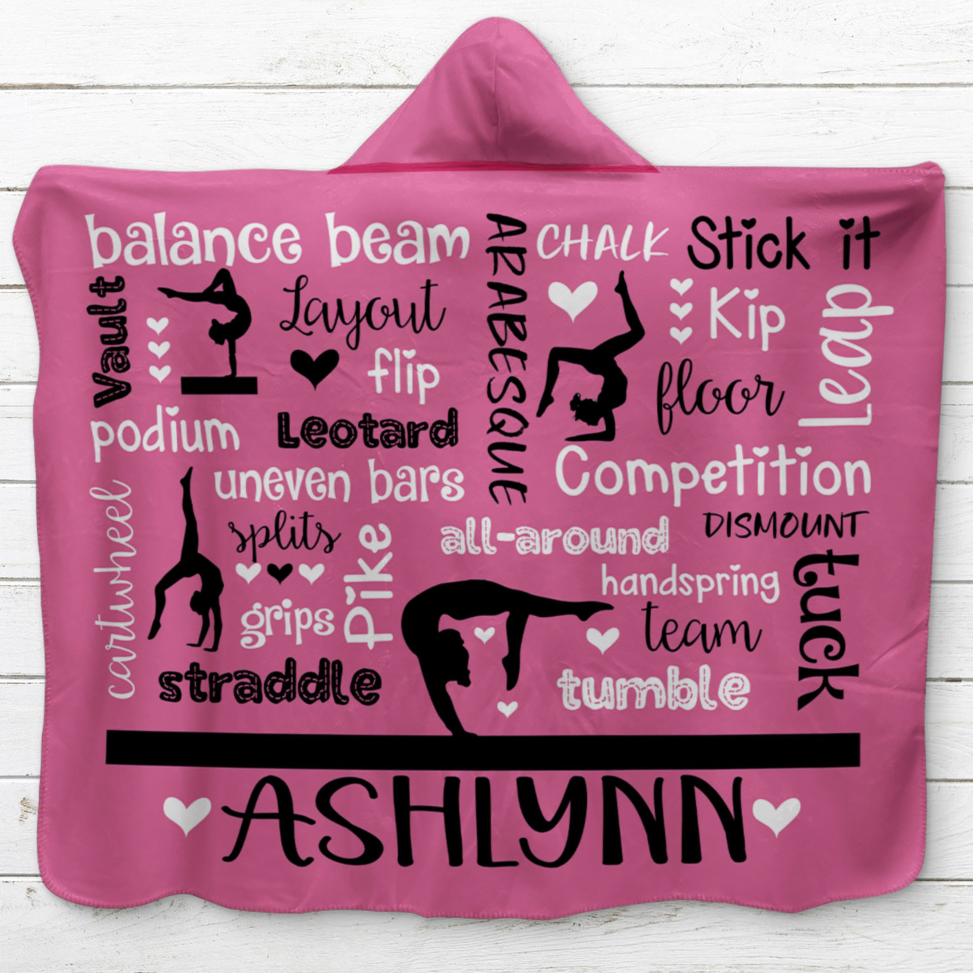 Personalized Gymnastics Hooded Sherpa Blanket