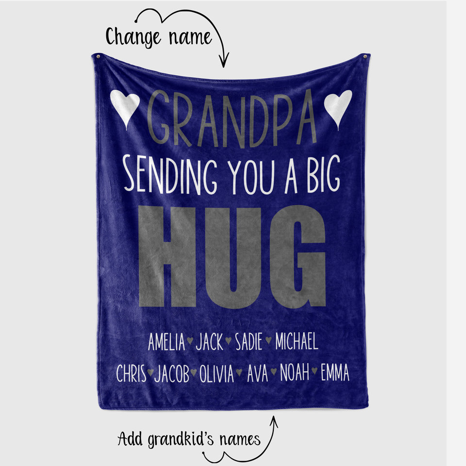 Sending a Big Hug Personalized Blanket for Grandpa