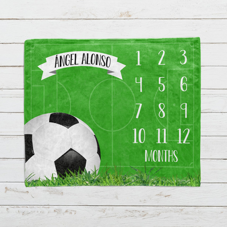 Personalized Soccer Monthly Milestone Blanket