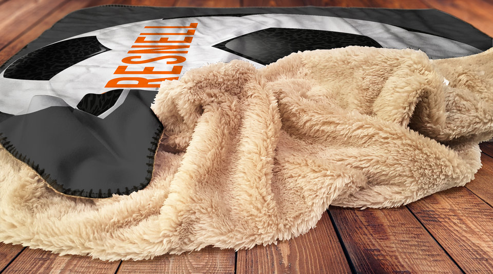 Personalized Soccer Hooded Sherpa Blanket