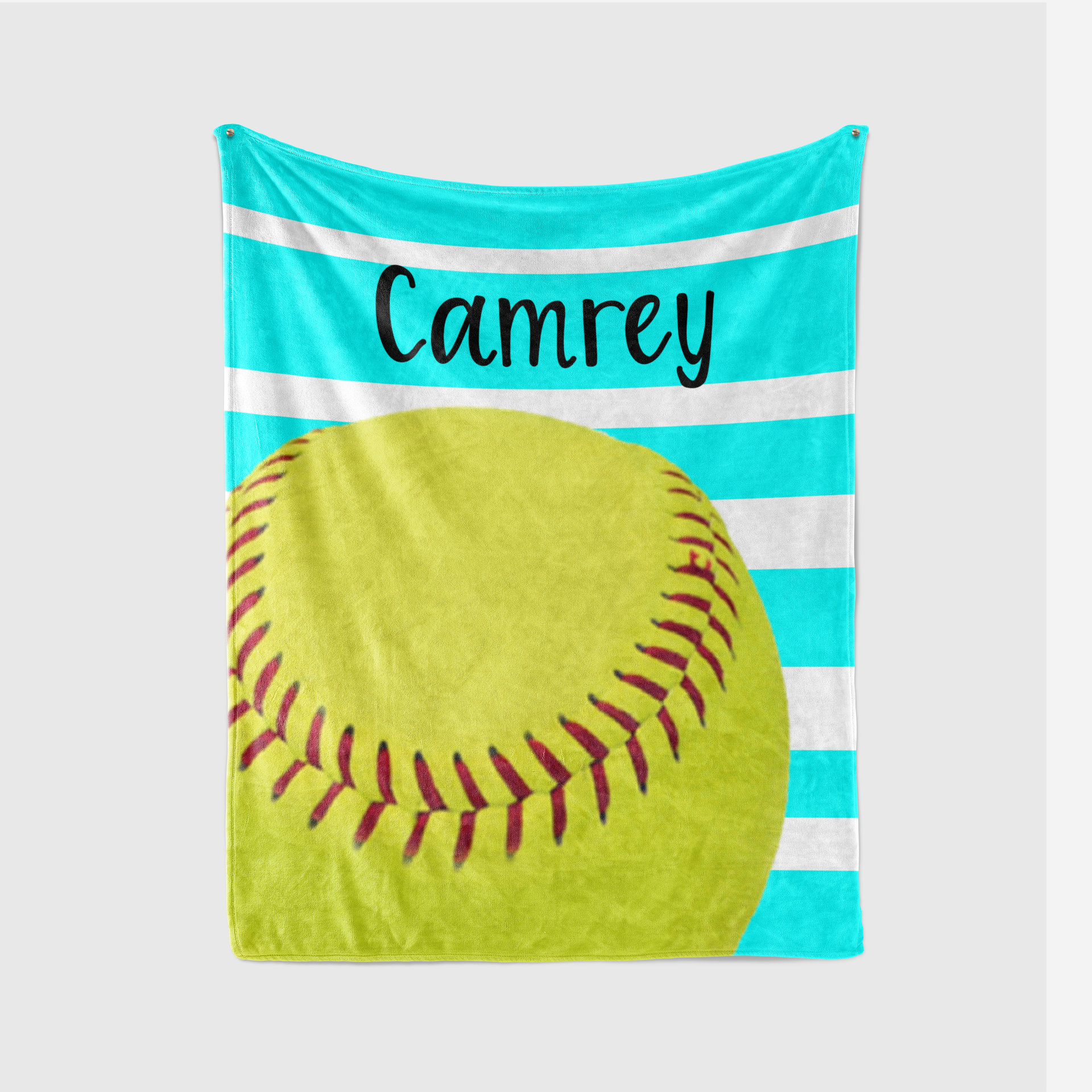 Personalized Striped Softball Blanket