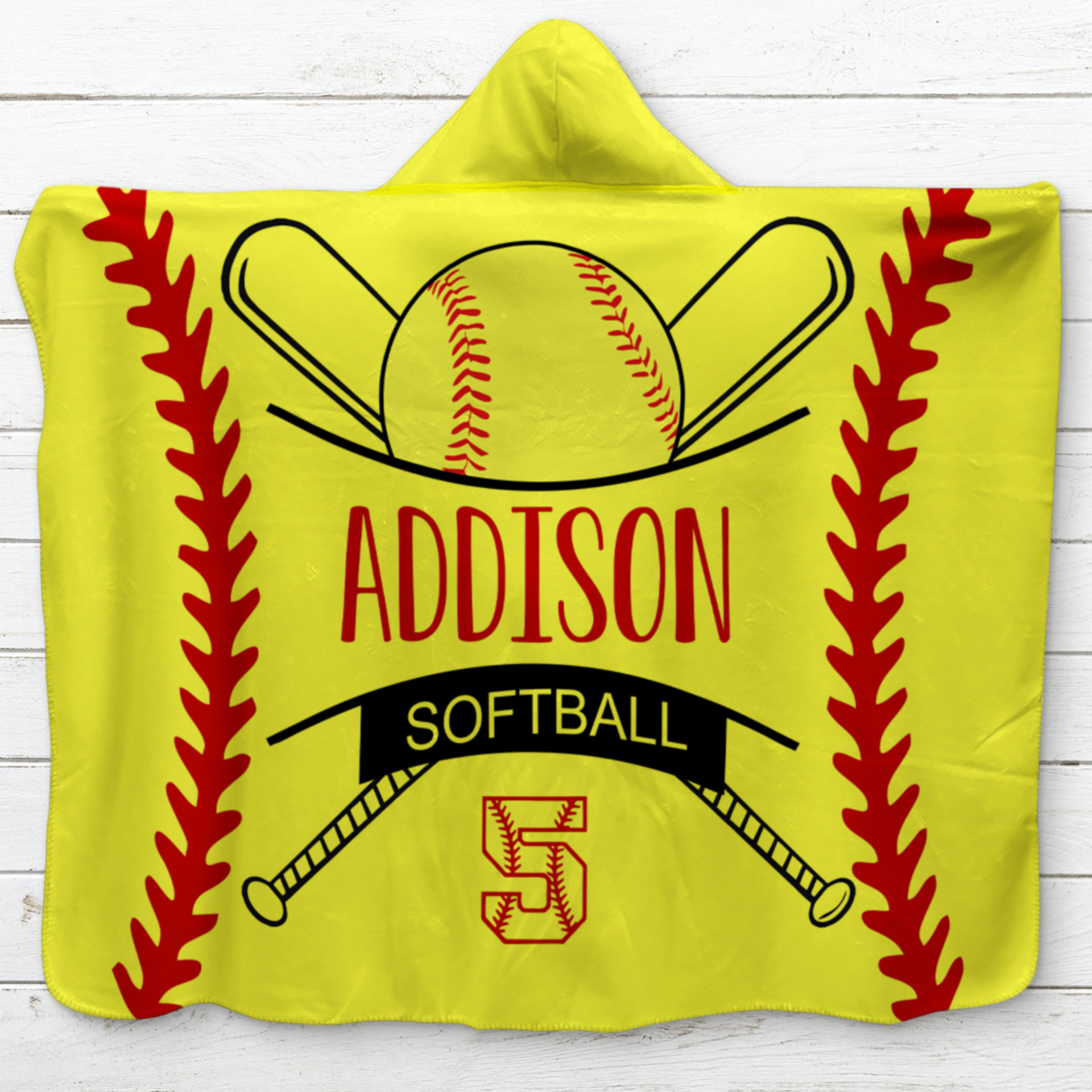 Personalized Hooded Sherpa Softball Blanket