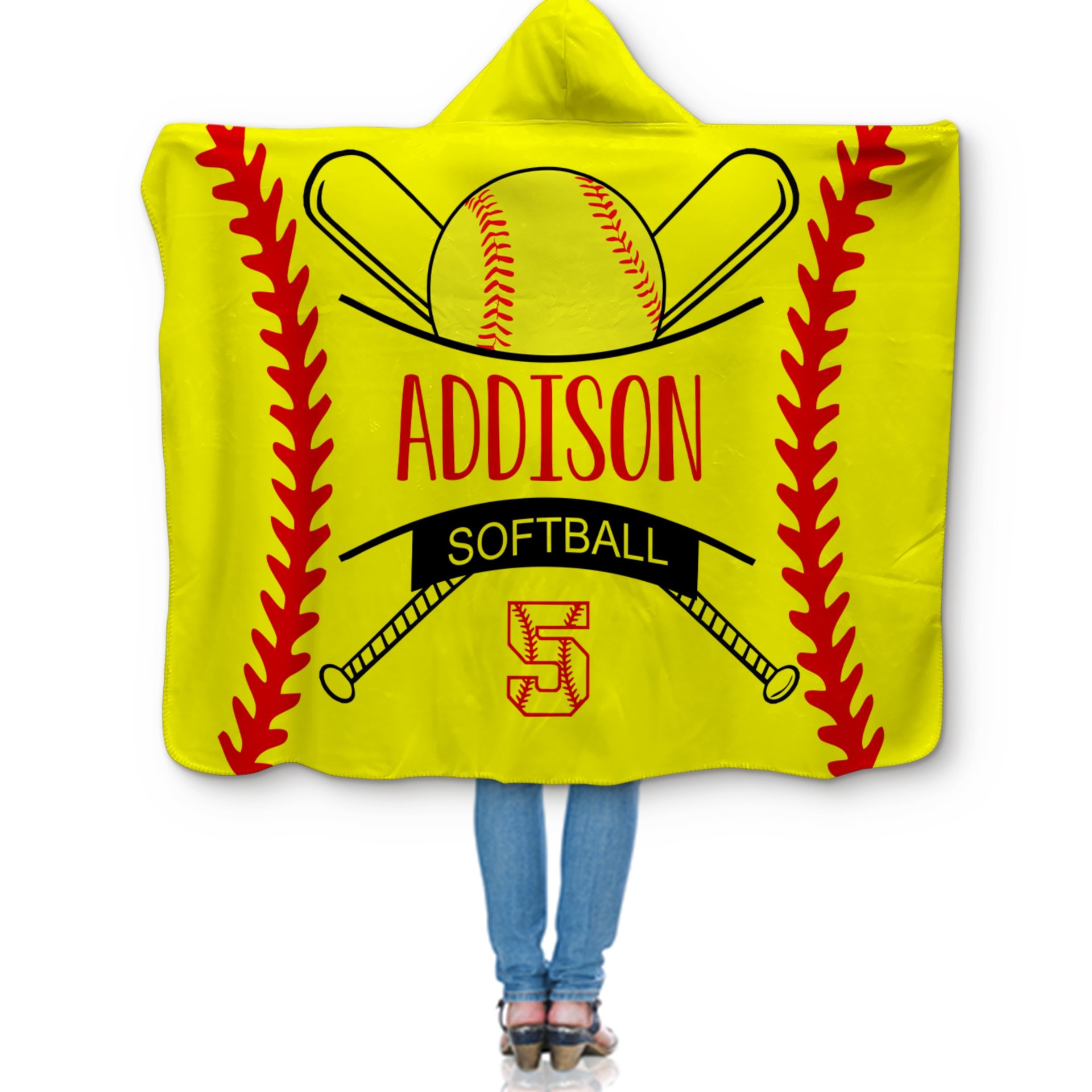 Personalized Hooded Sherpa Softball Blanket