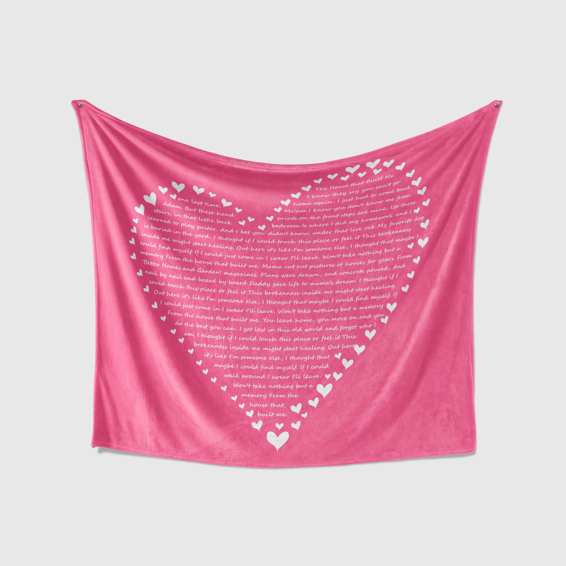 Custom Song Lyric Heart Blanket