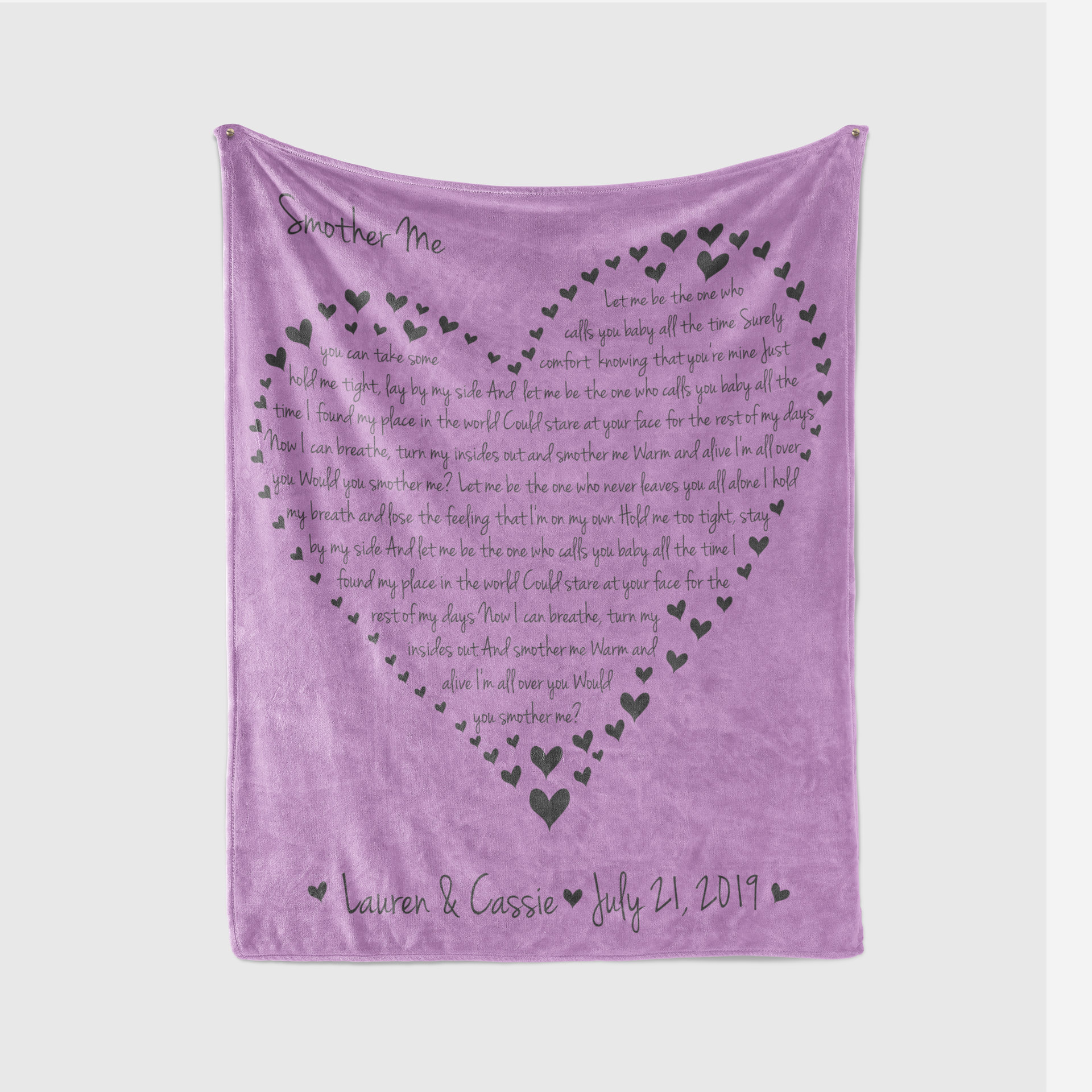 Custom Heart Song Lyric Blanket