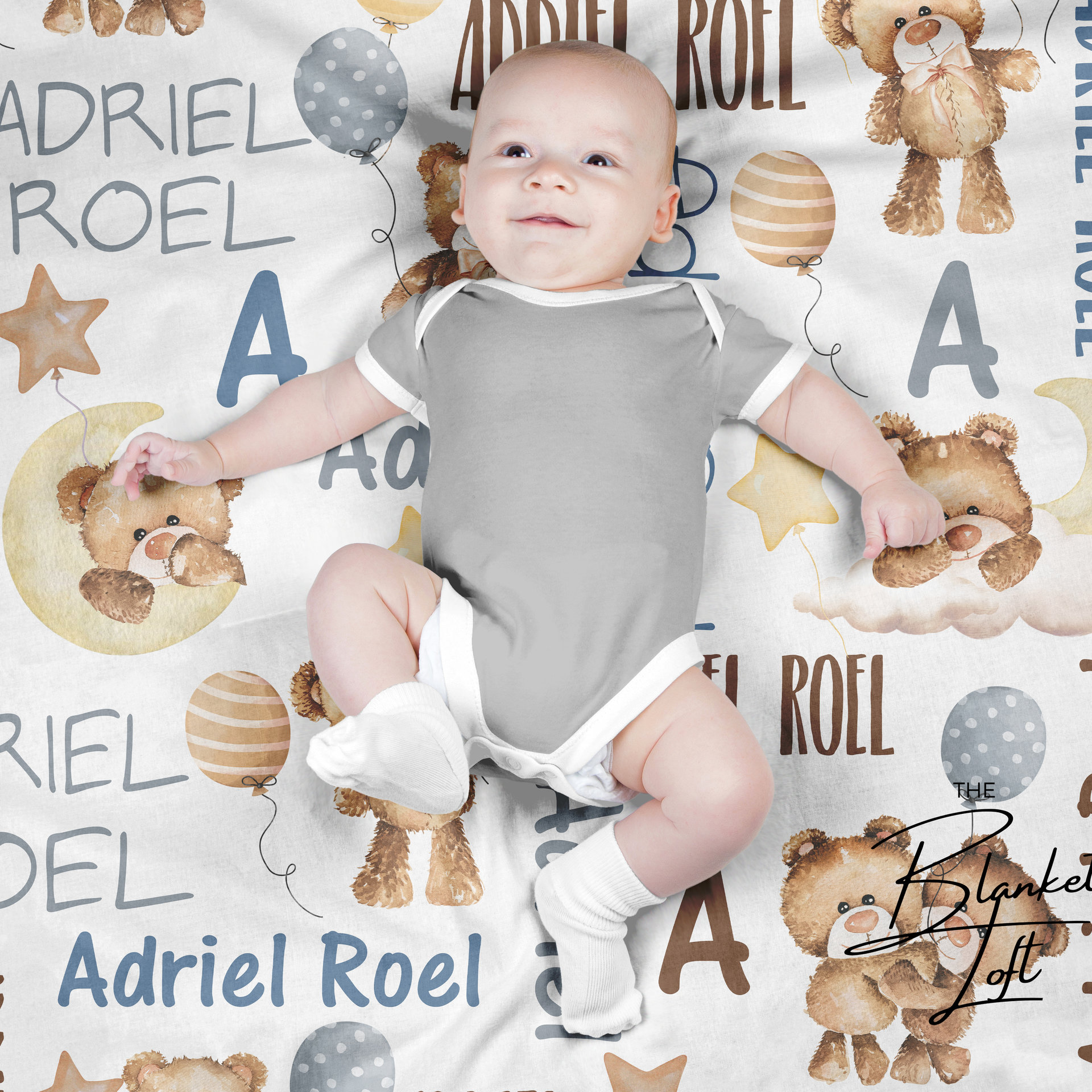 Personalized Teddy Bears Baby Blanket