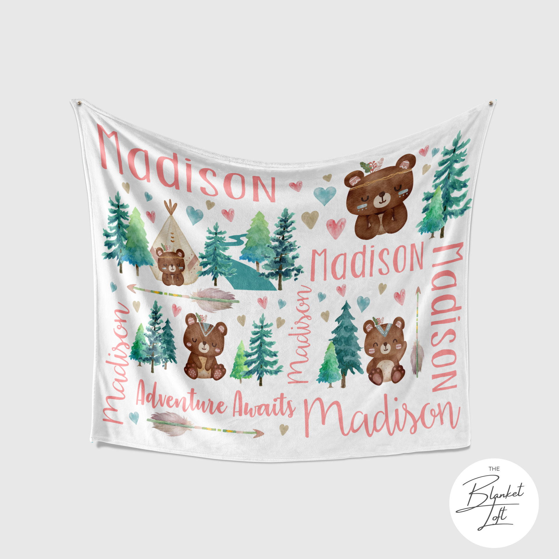 Personalized Tribal Bear Baby Blanket