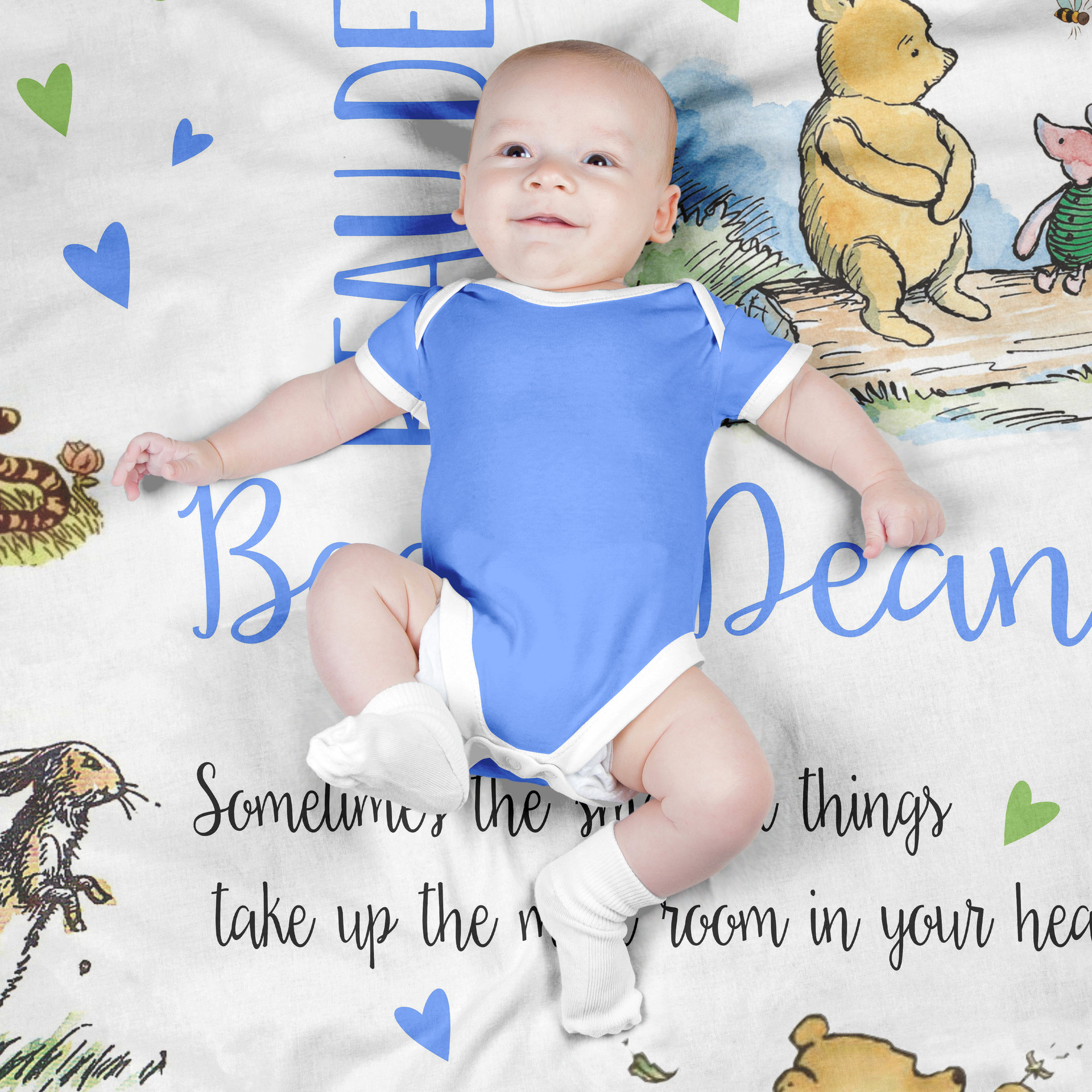 Personalized Vintage Winnie the Pooh Blanket