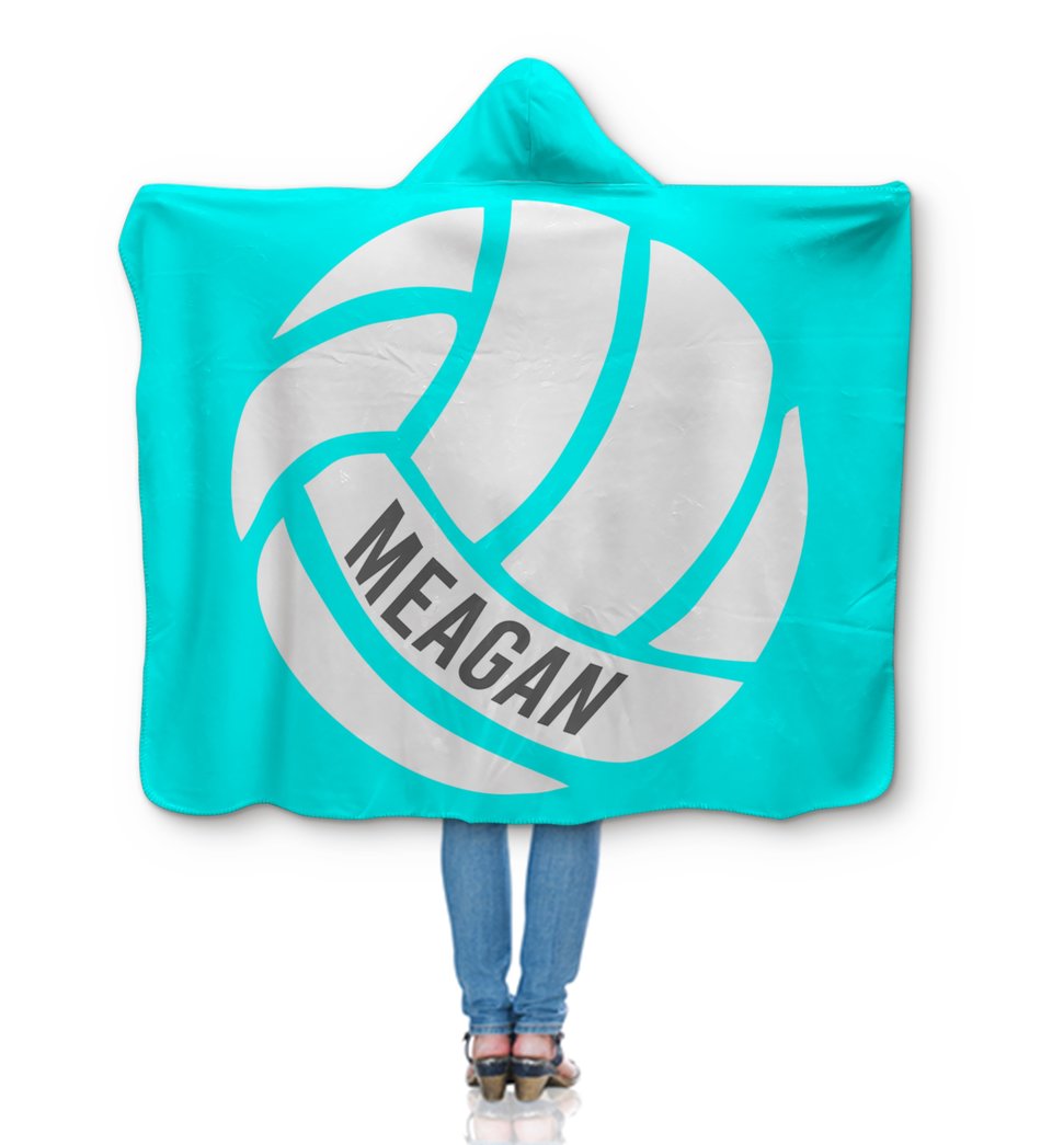 Personalized Volleyball Hooded Sherpa Blanket