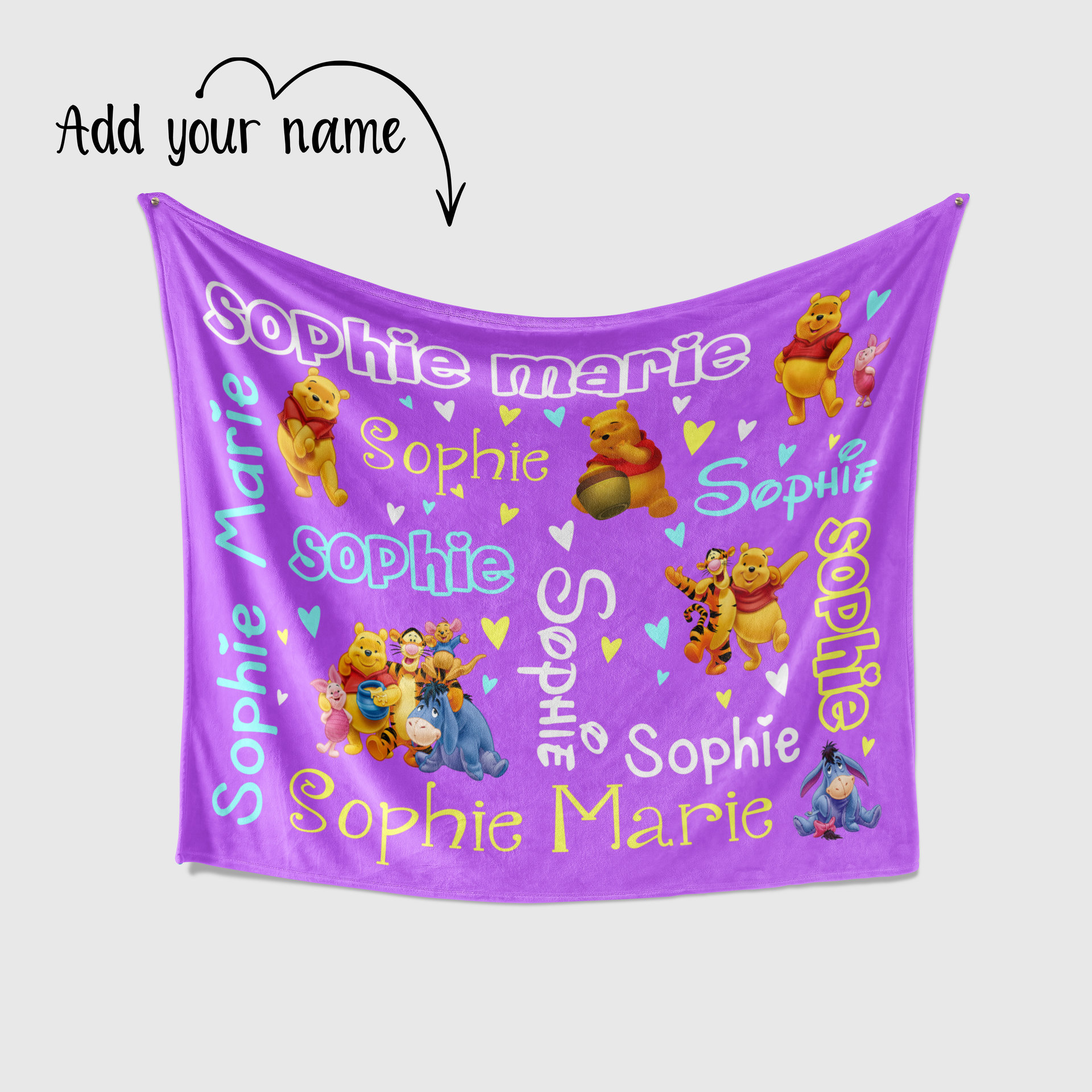 personalized Winnie the Pooh and Friends Blanket