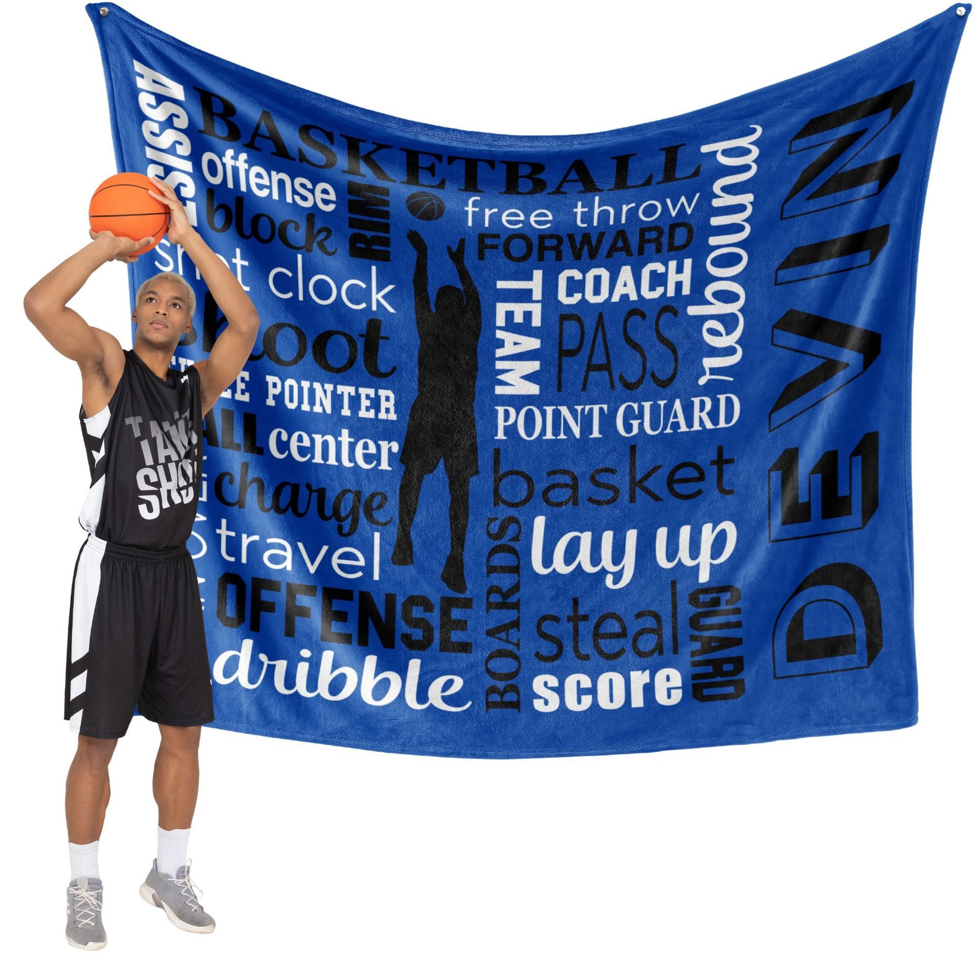 Personalized Boys Basketball Blanket