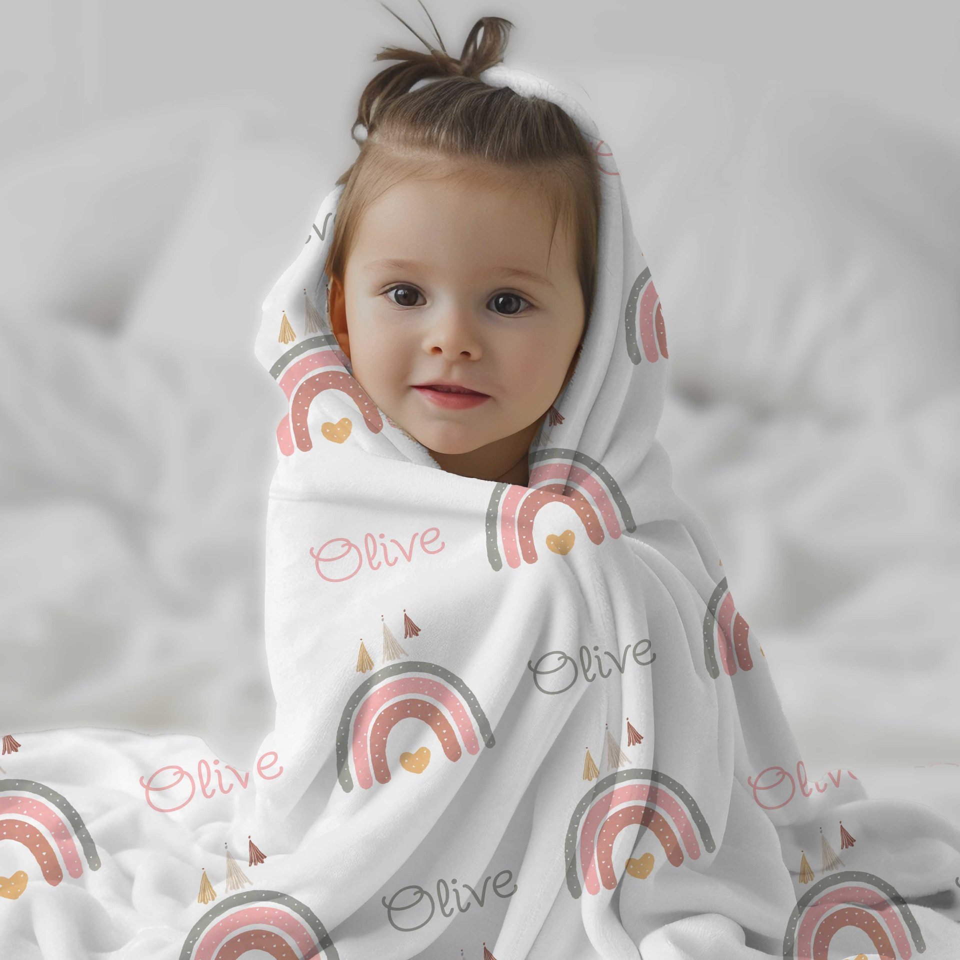 Personalized Boho Rainbow Blanket