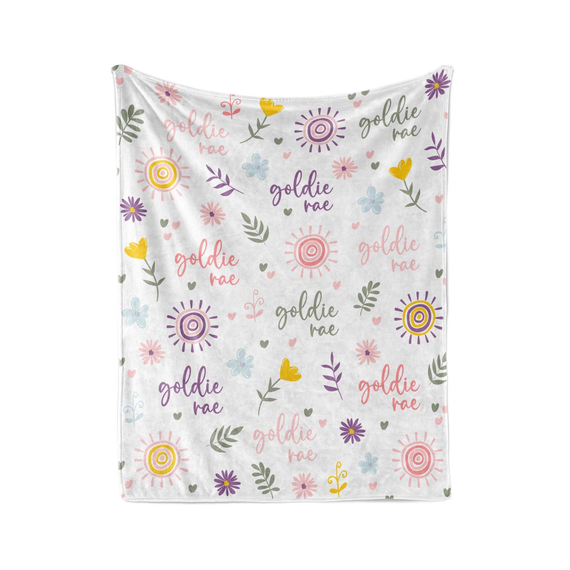 Personalized Boho Sun & Wildflower Baby Blanket