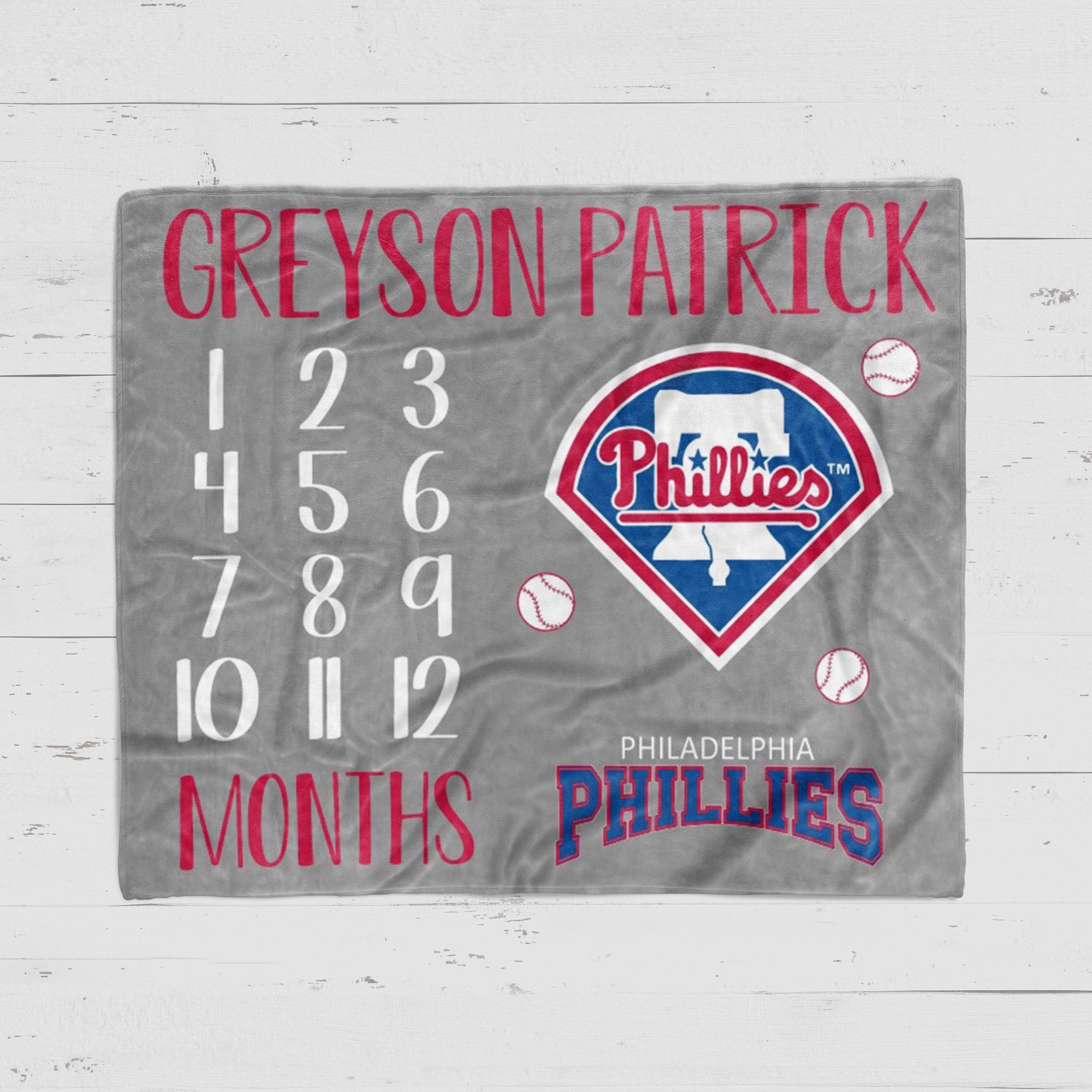 Personalized baby milestone blanket - baseball
