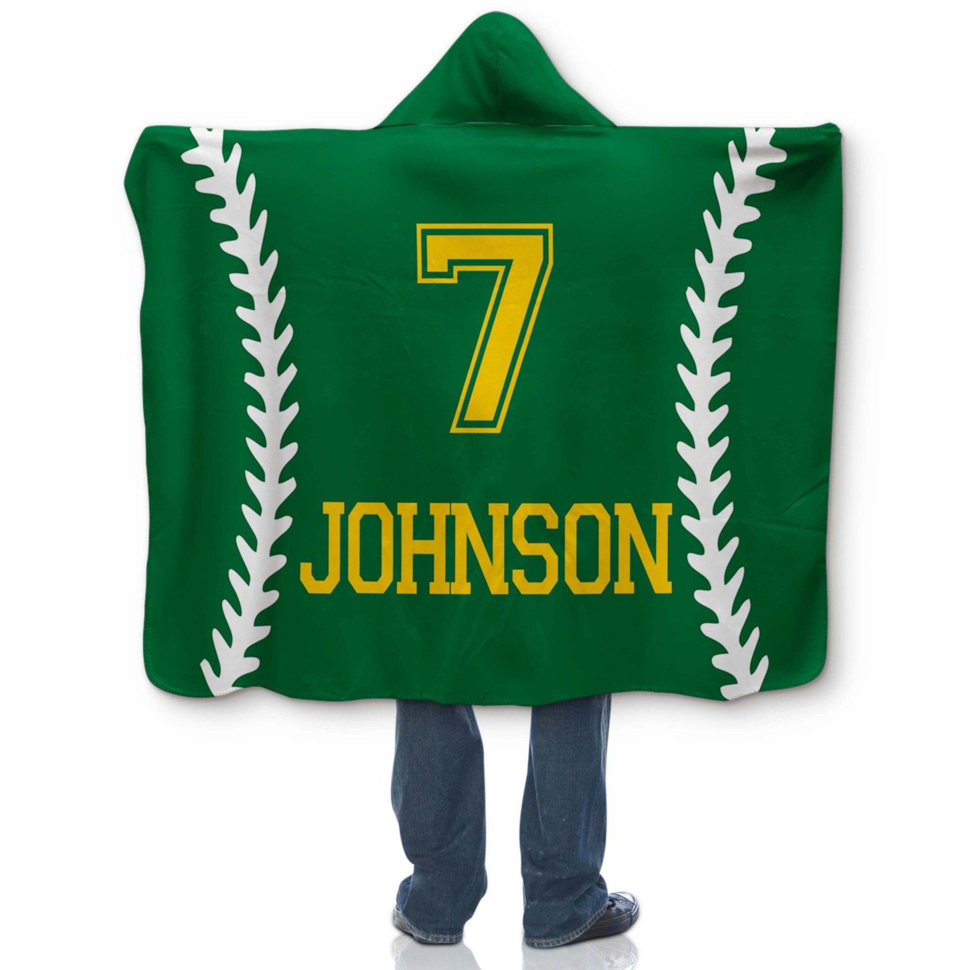 Personalized Baseball Hooded Sherpa Blanket - Extra Large