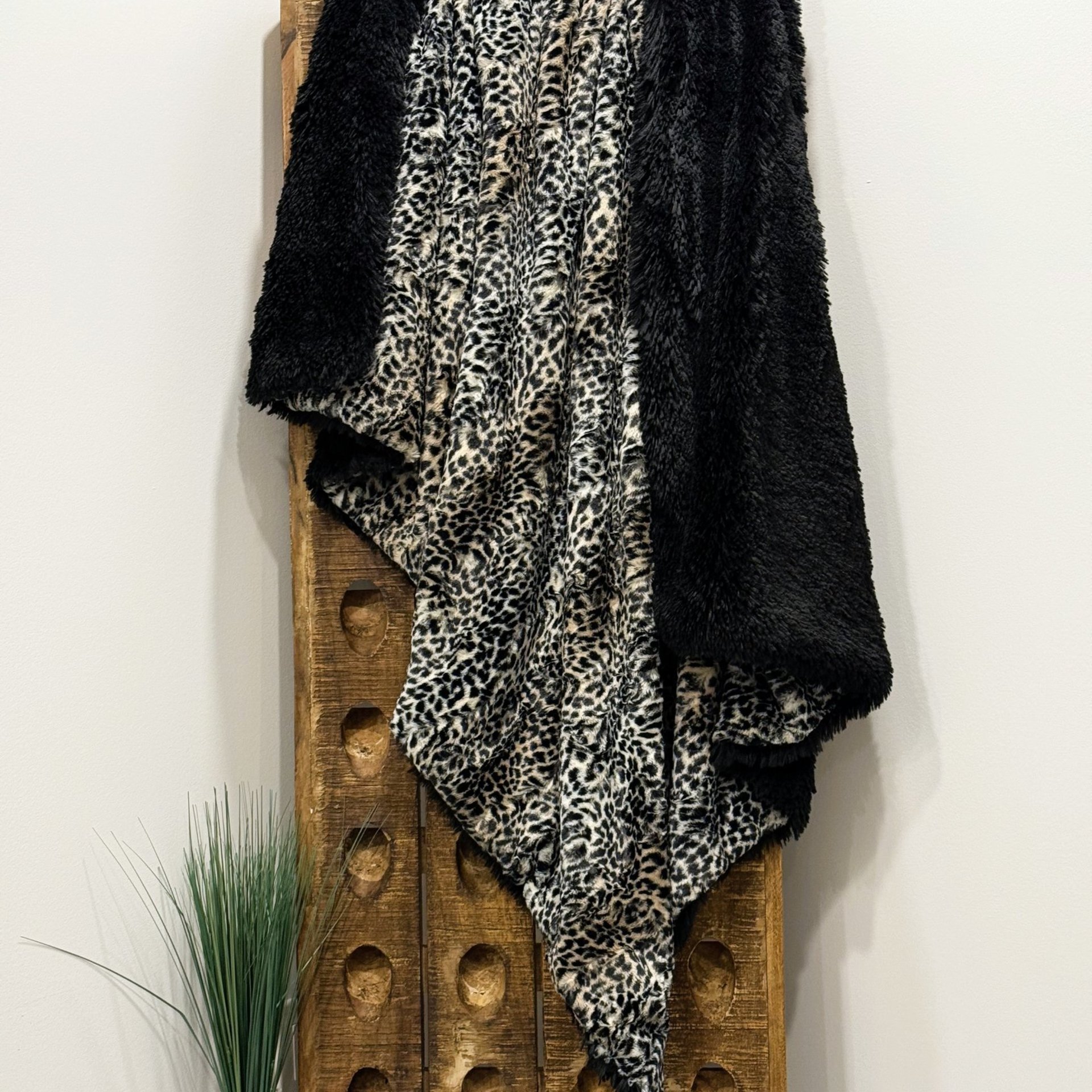 Cheetah Black Shag Luxe Minky Blanket