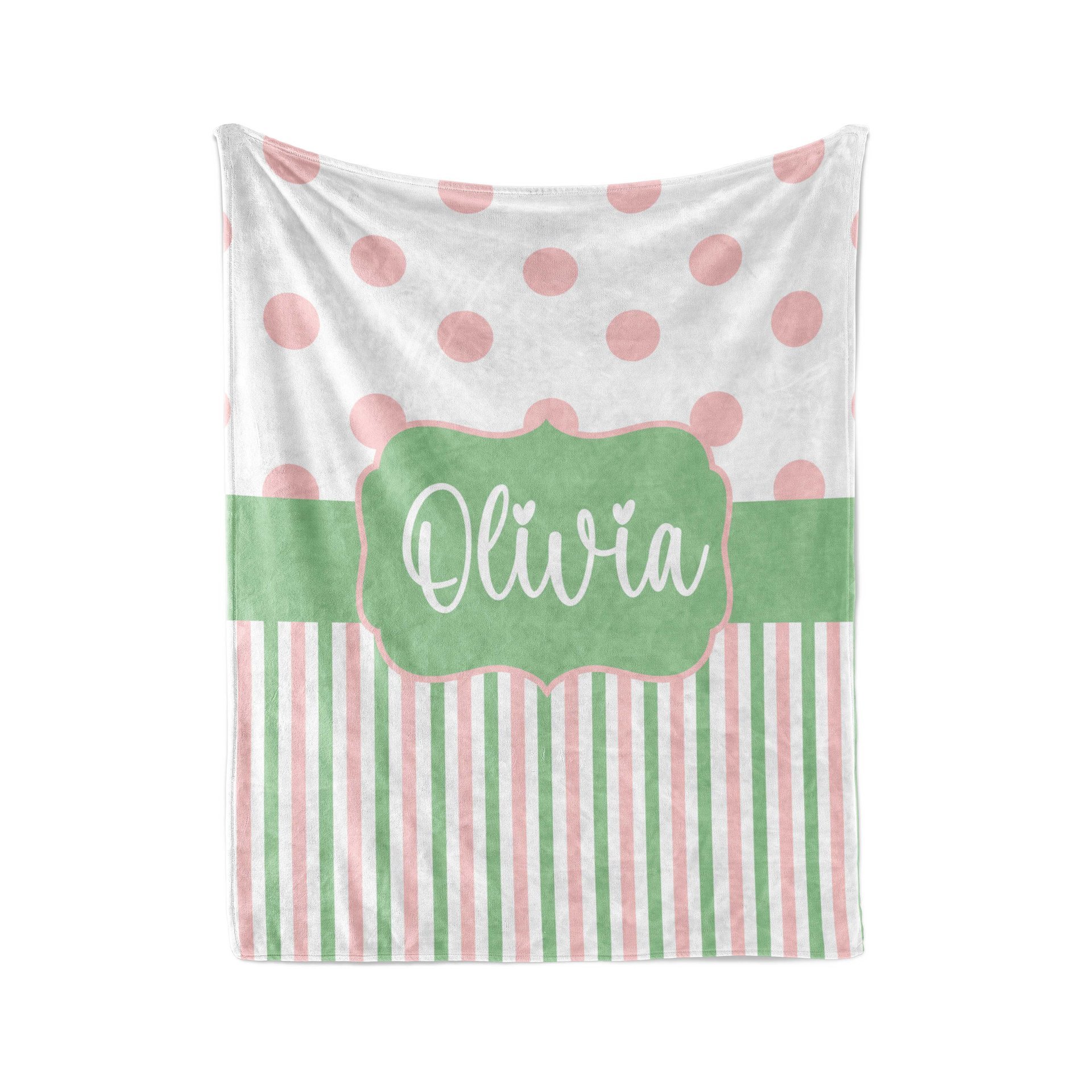 Monogrammed Polka Dots and Stripes Blanket 