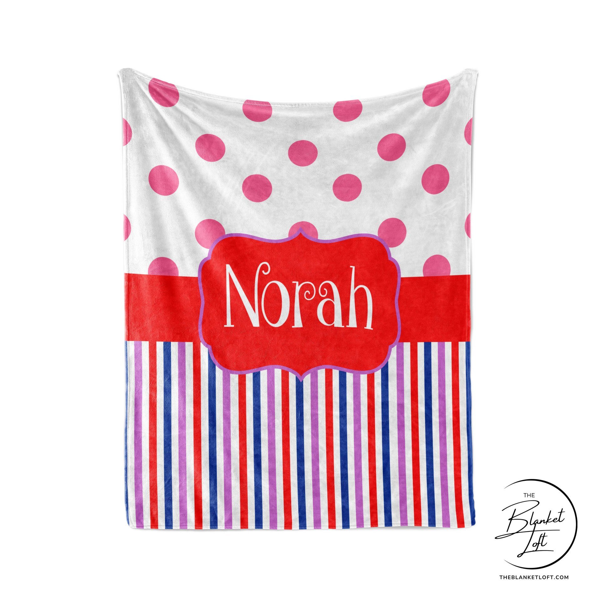 Monogrammed Polka Dots and Stripes Blanket 