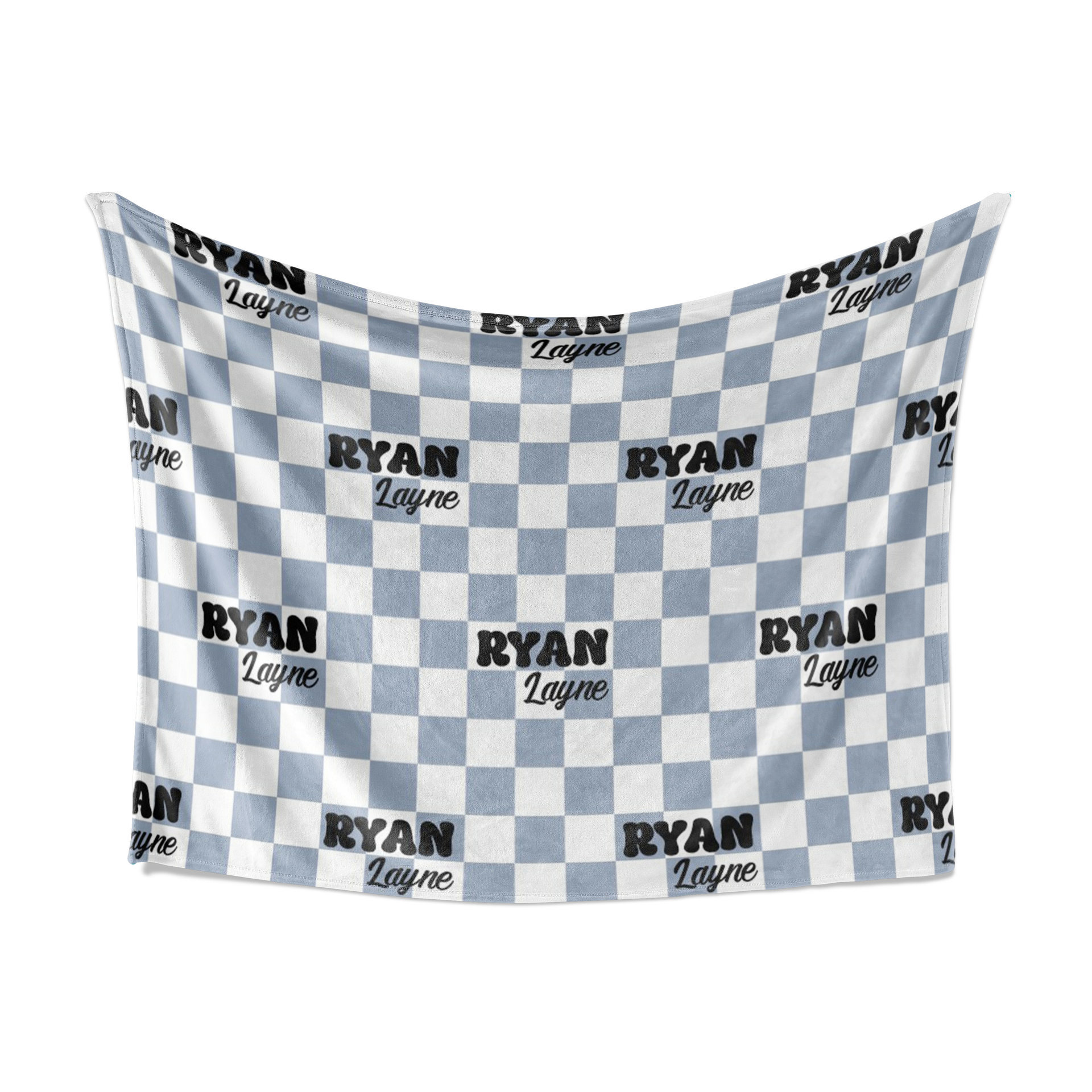Personalized Checkered Baby Name Blanket 