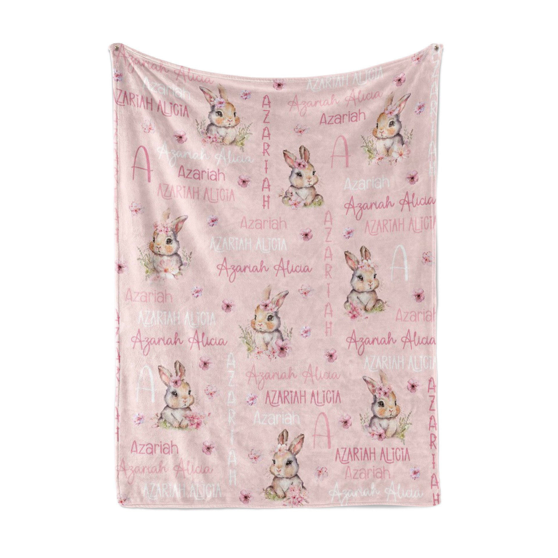 Personalized Spring Bunnies Baby Blanket