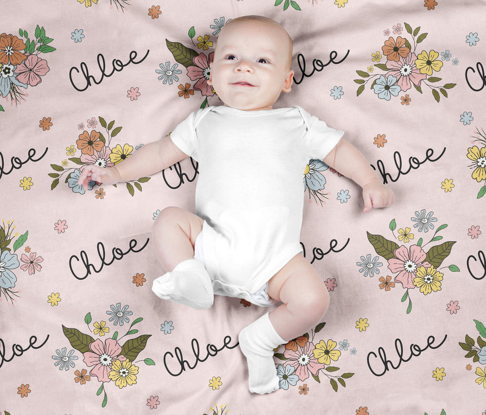 Wildflower Baby Name Blanket