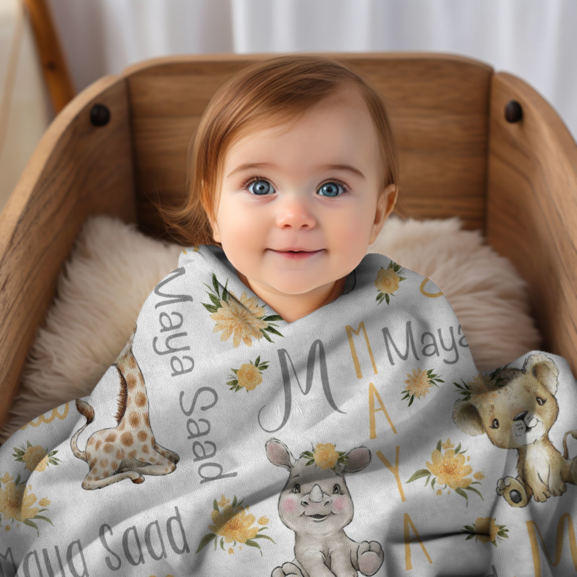 Personalized Pretty Safari Animals Blanket