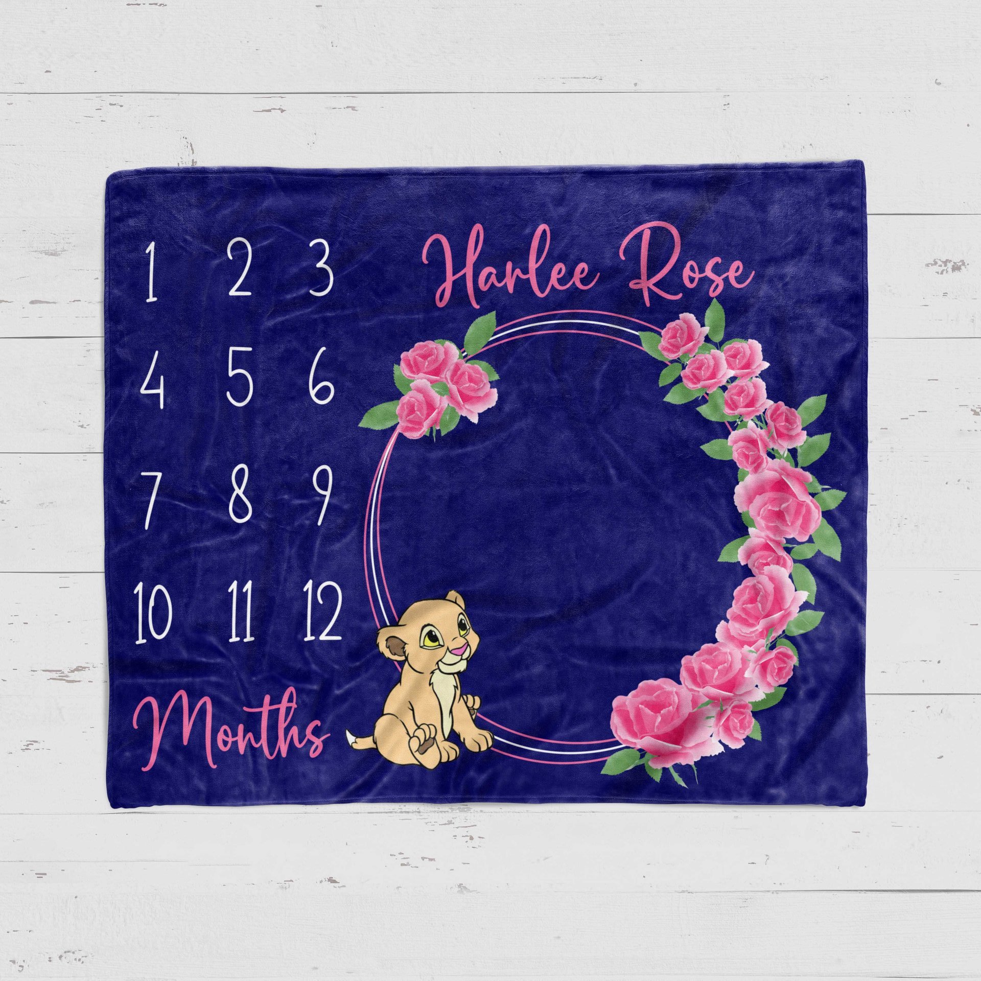 Personalized Baby Nala Rose Milestone Blanket