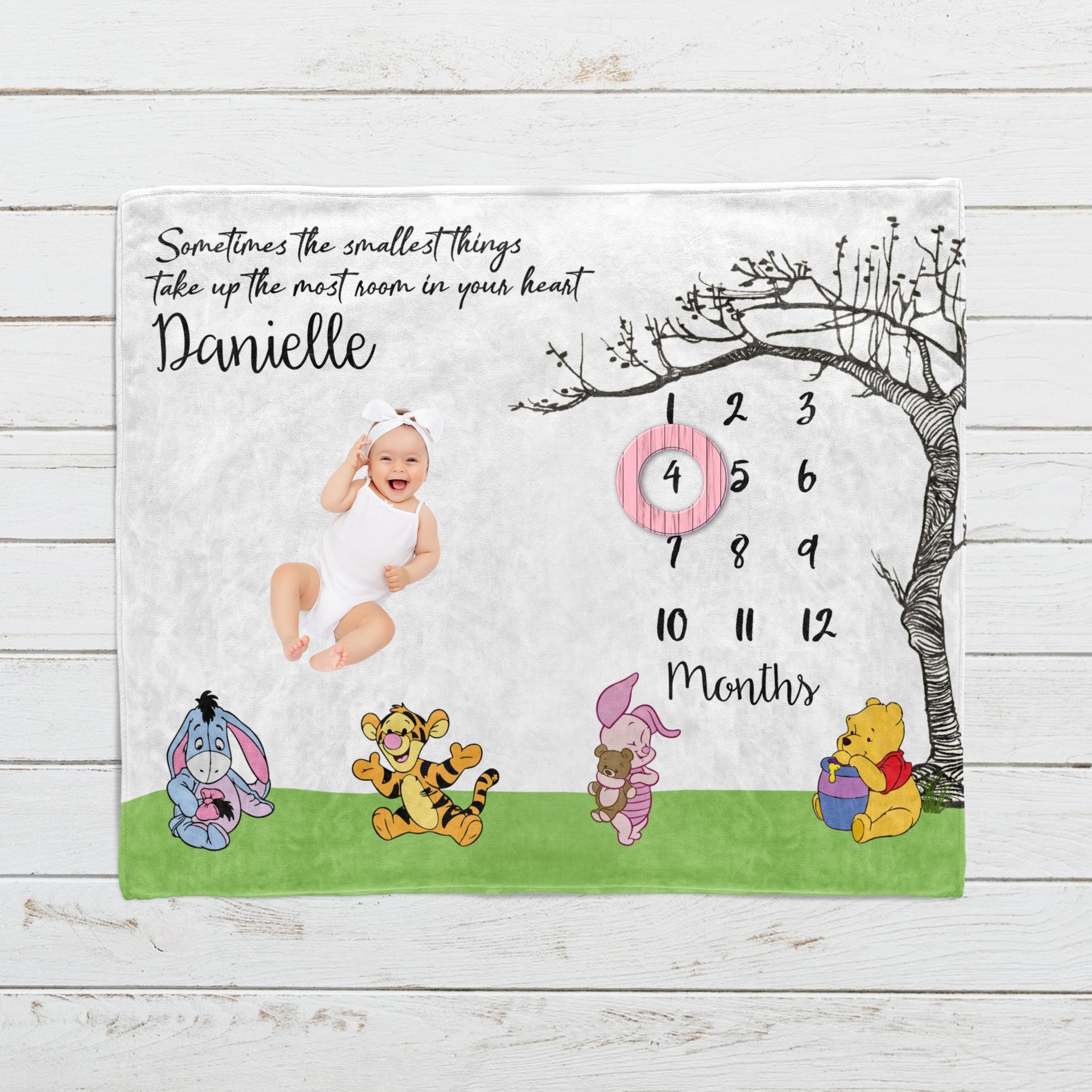 Classic Baby Winnie the Pooh Milestone Blanket
