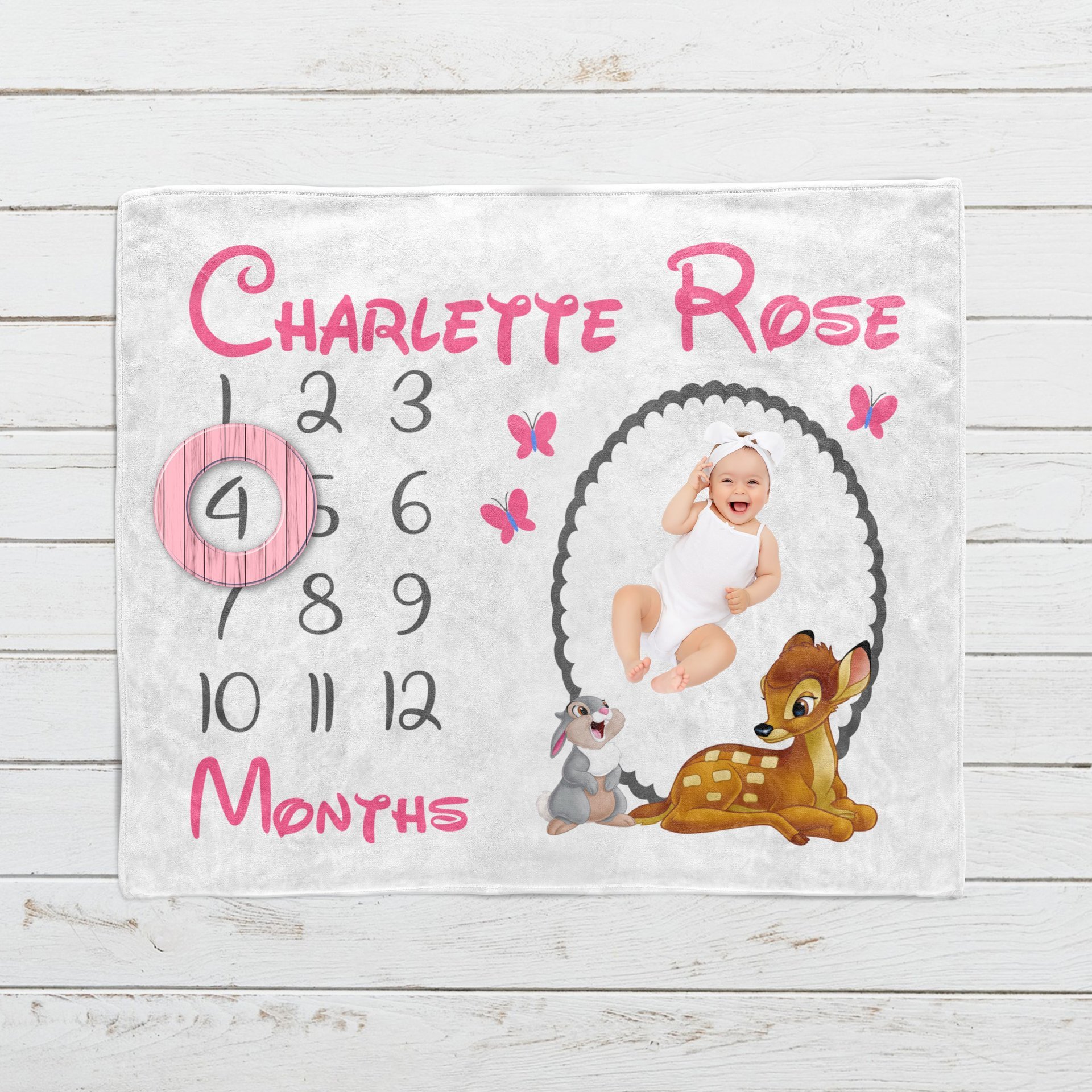 Personalized Bambi Milestone Blanket