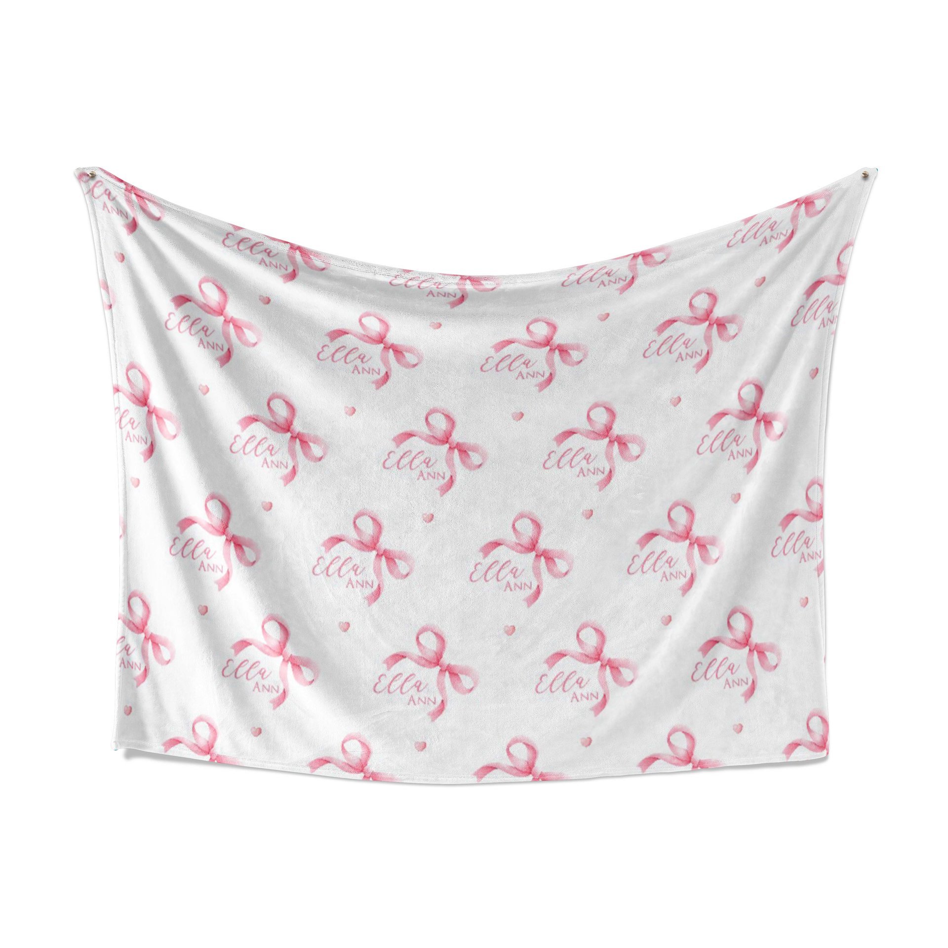 Pink bow baby blanket