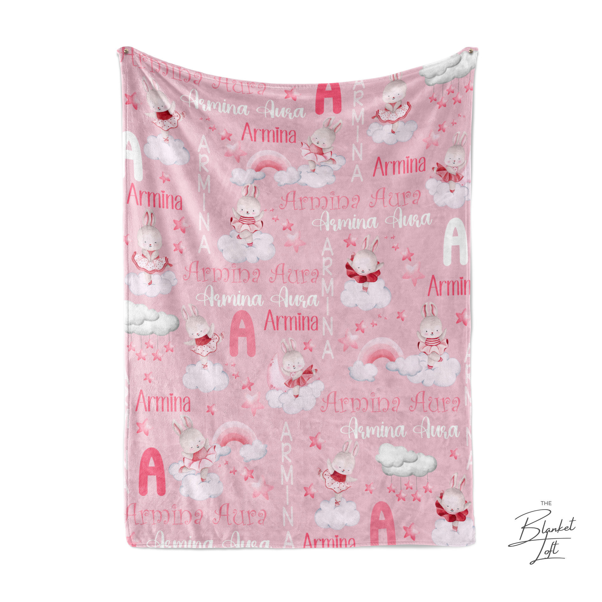 Ballet bunnies personalized baby blanket