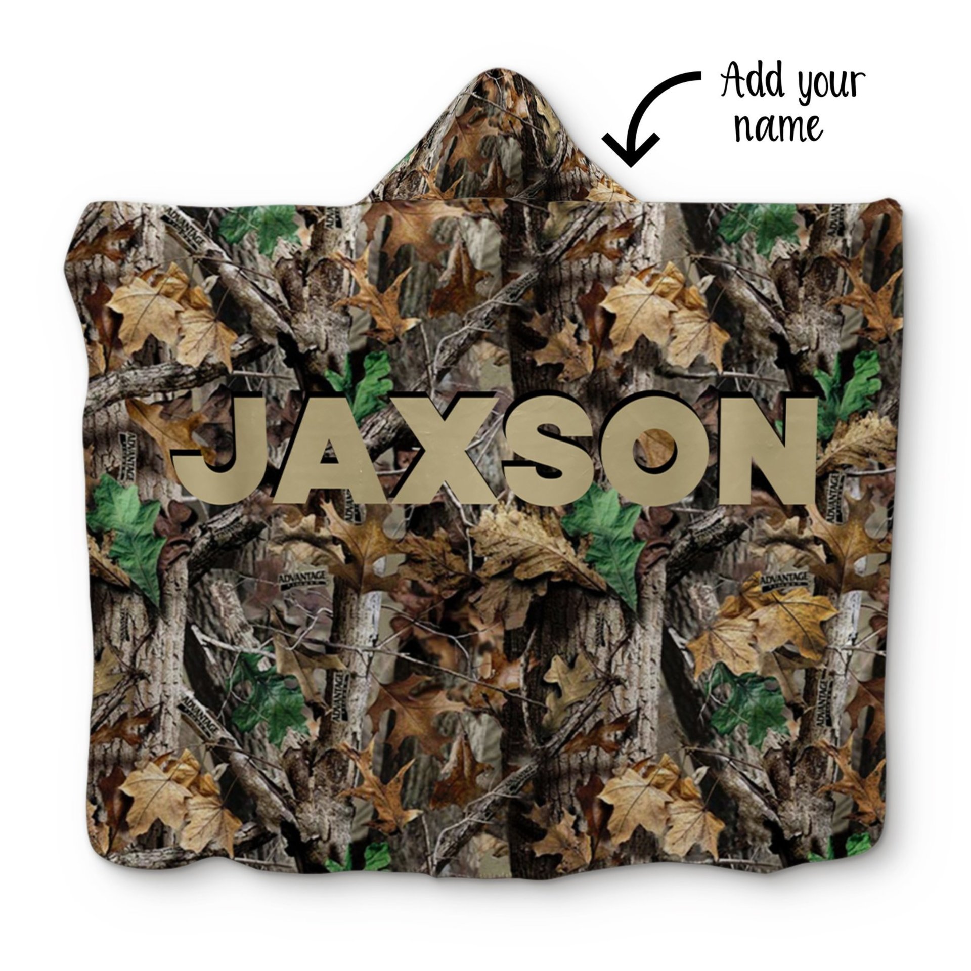 Personalized Hooded Sherpa Camo Hunter Blanket