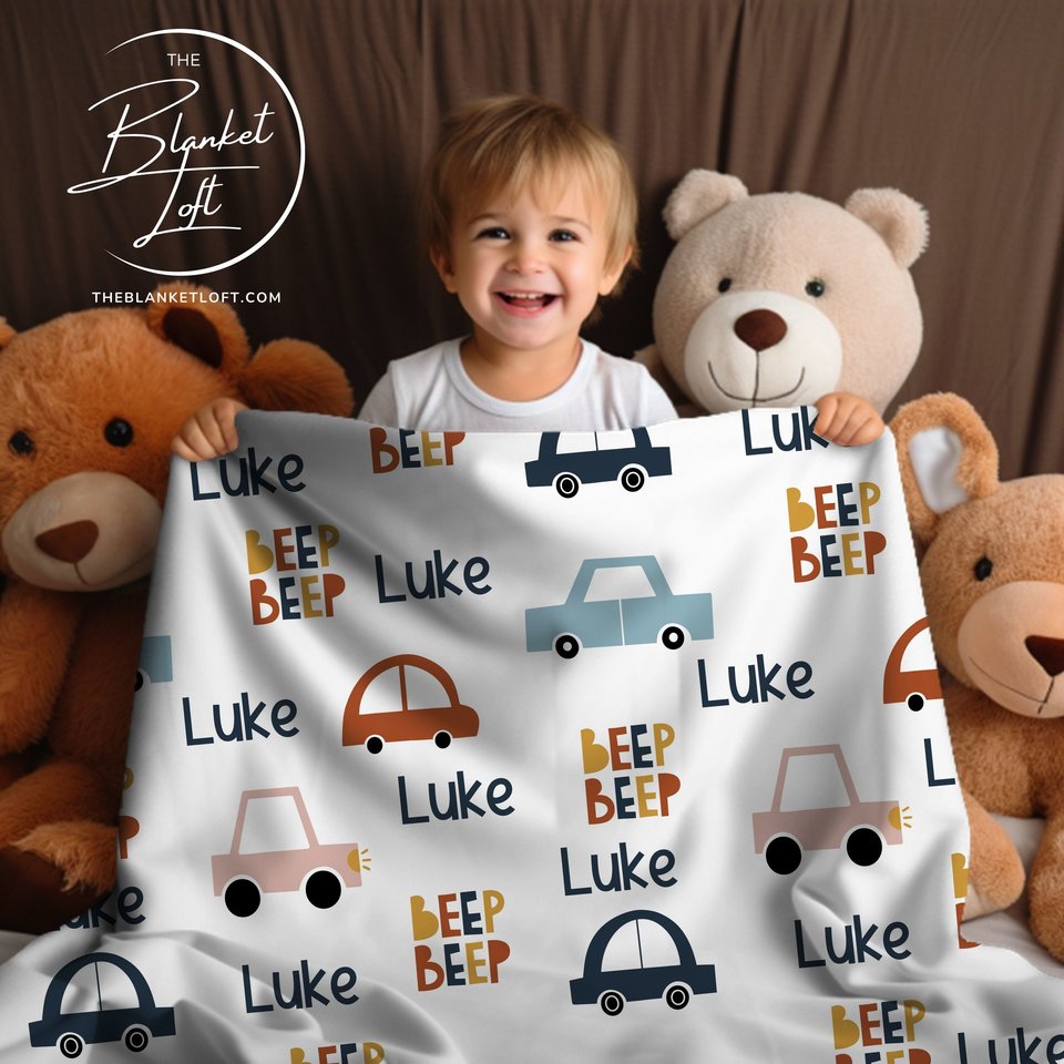 Personalized Cartoon Cars Baby Blanket