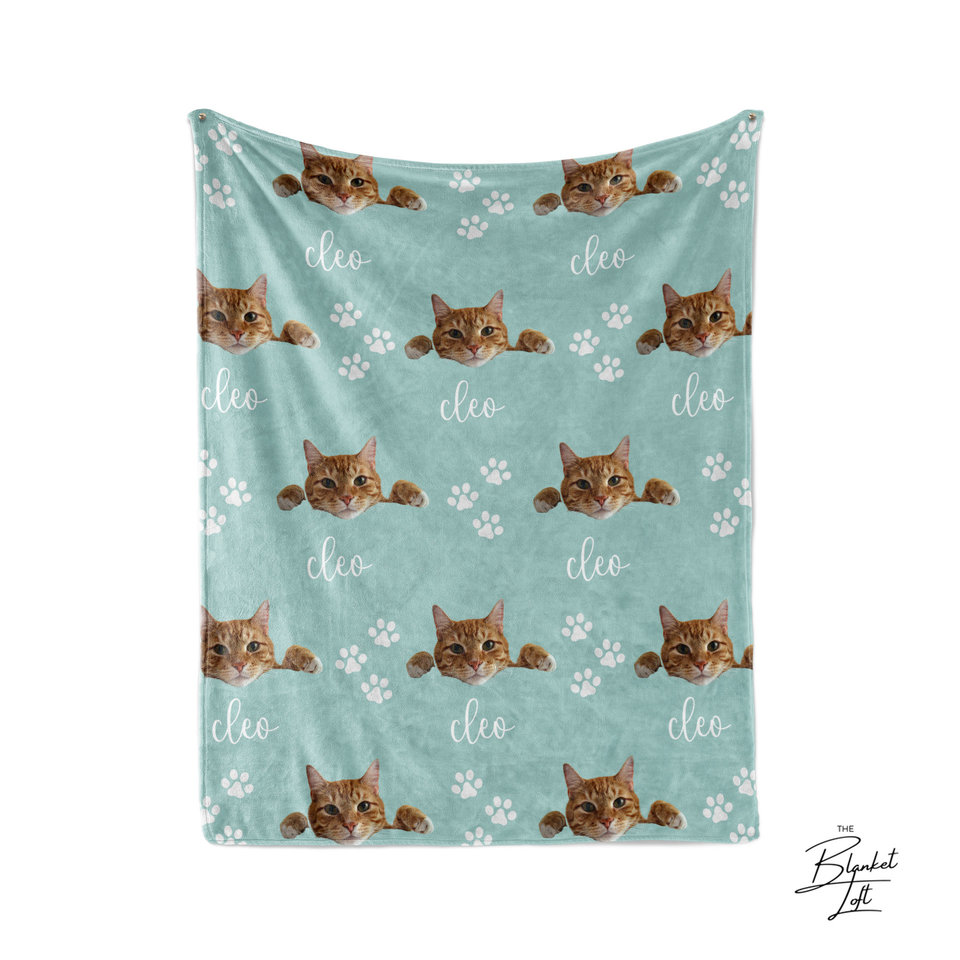 Personalized Cat Face Blanket