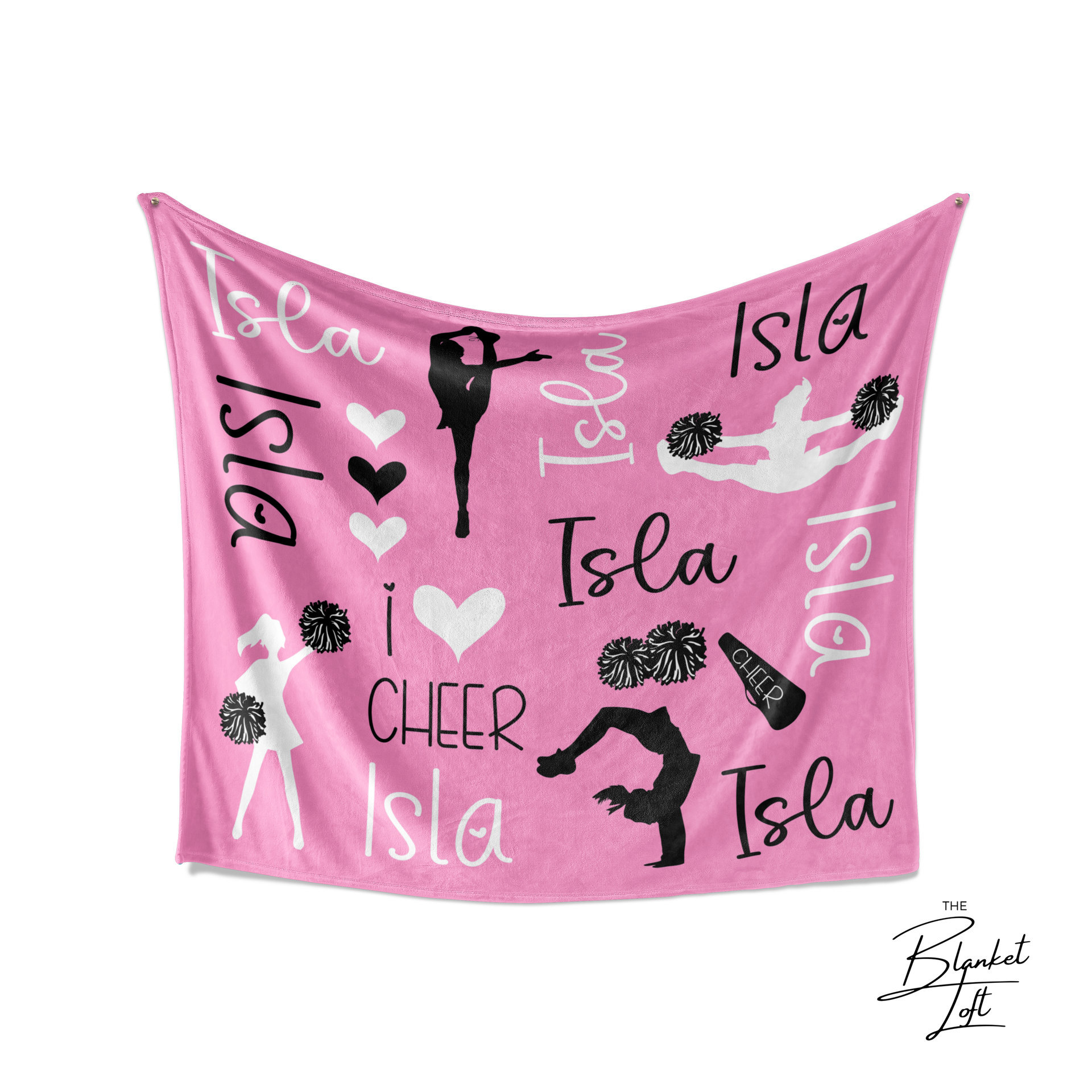 I Love Cheer Blanket Personalized with Name