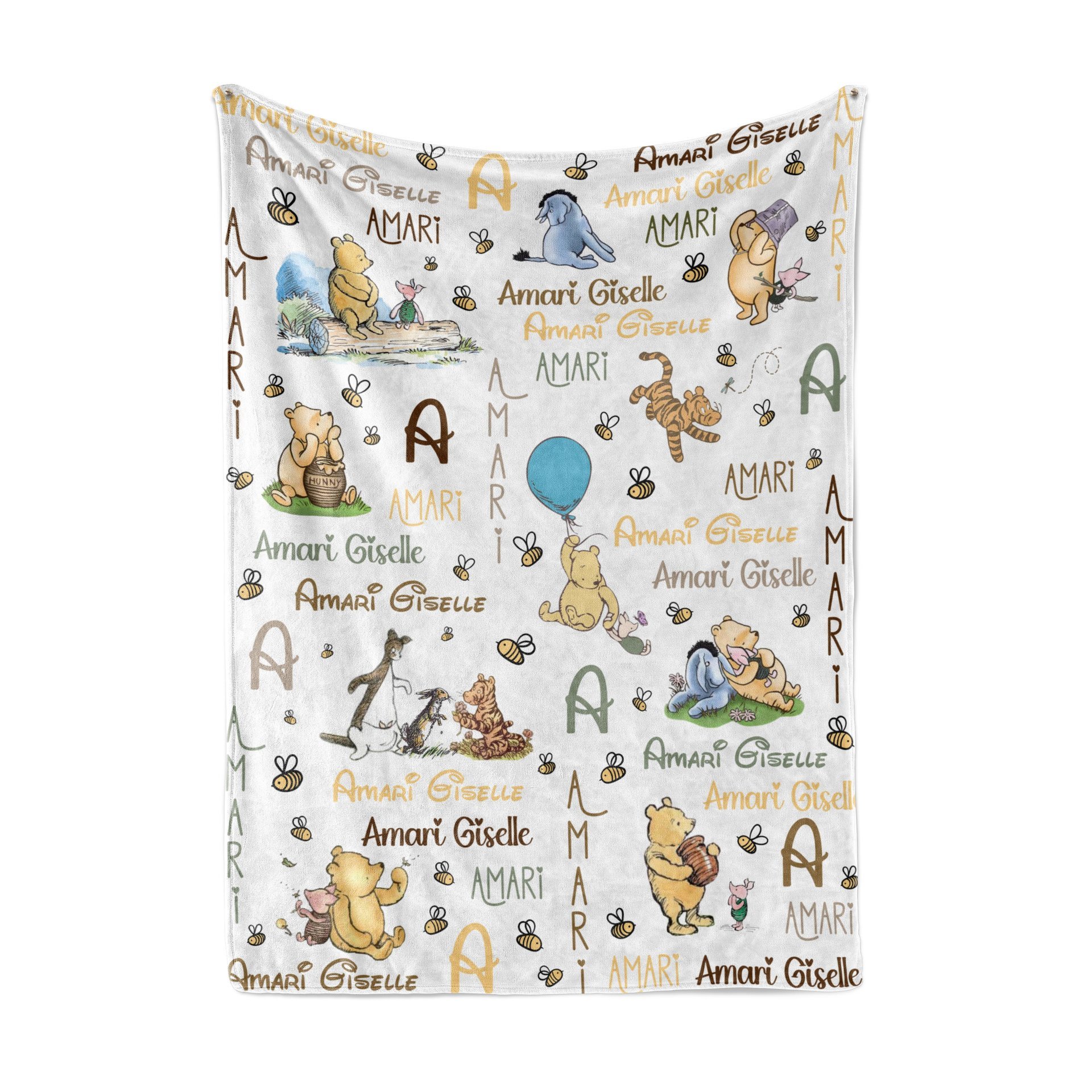 Personalized Classic Winnie the Pooh Baby Blanket