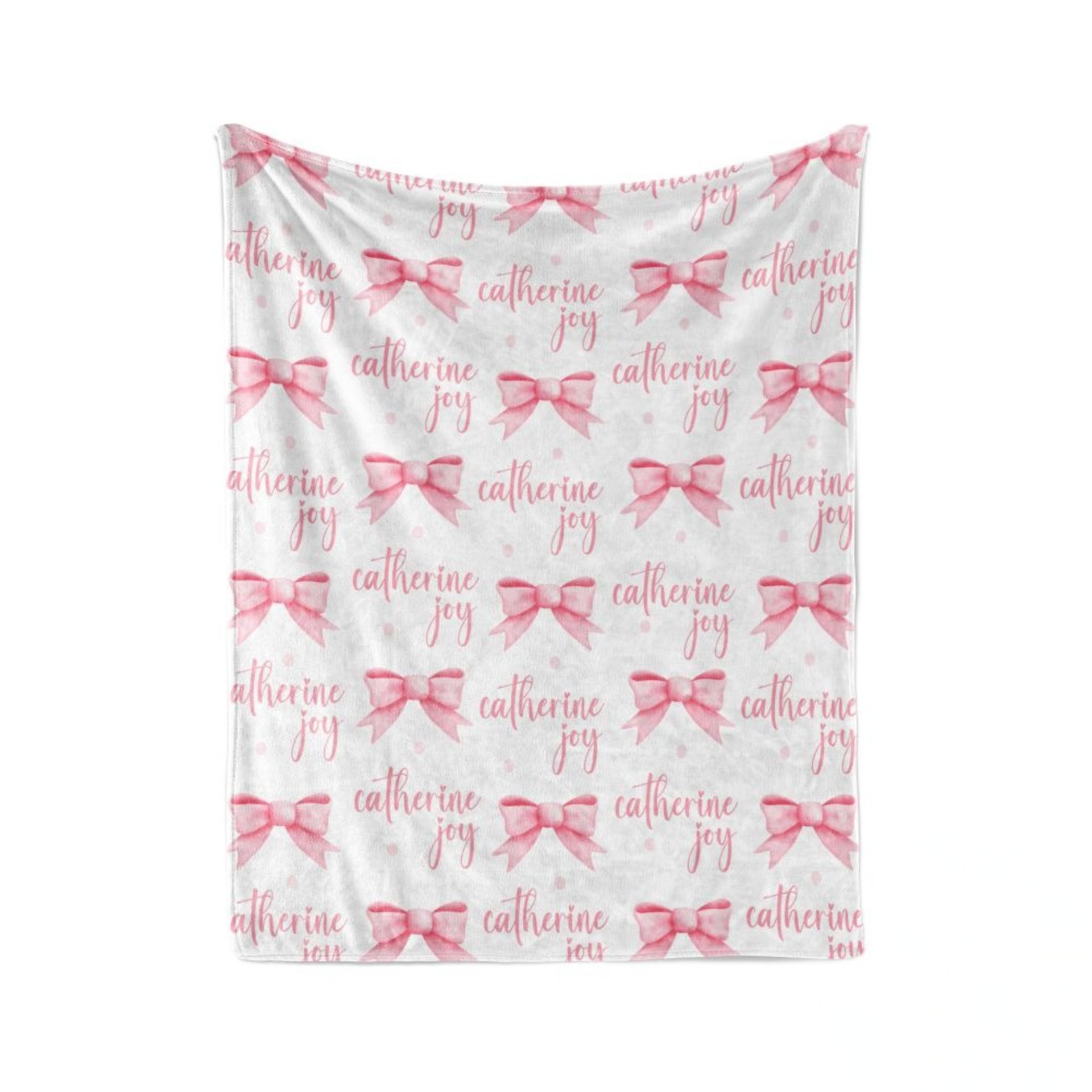 Personalized Pink Coquette Bows Baby Blanket 