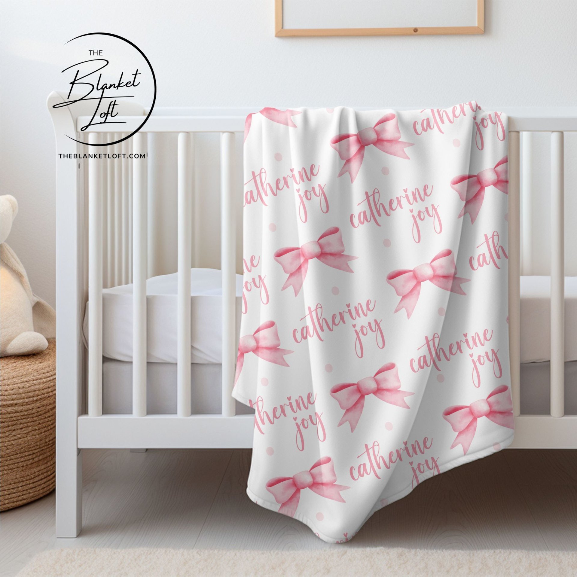 Personalized Coquette Bows Baby Blanket 