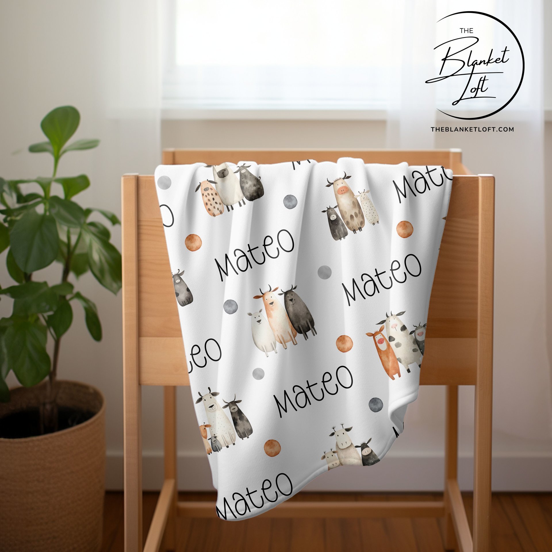 Personalized Boho Cow Blanket