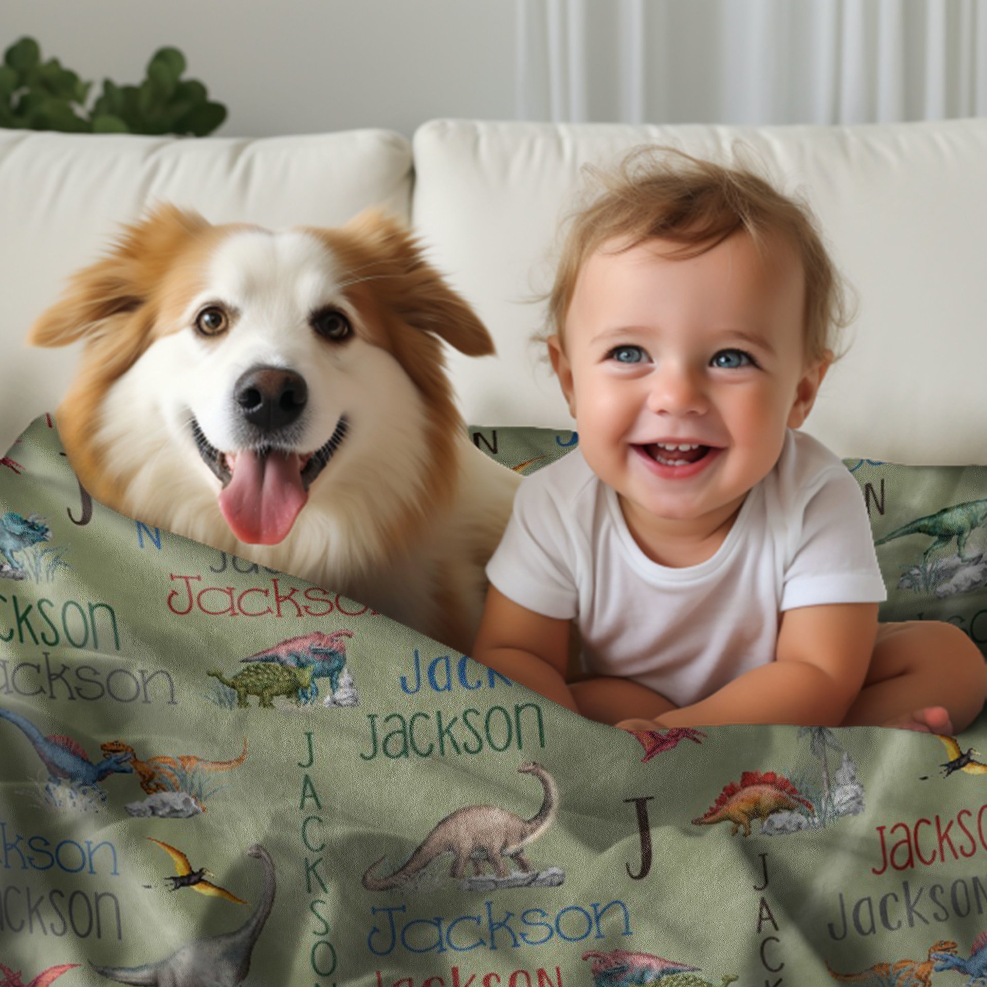 Personalized Dinosaur Blanket