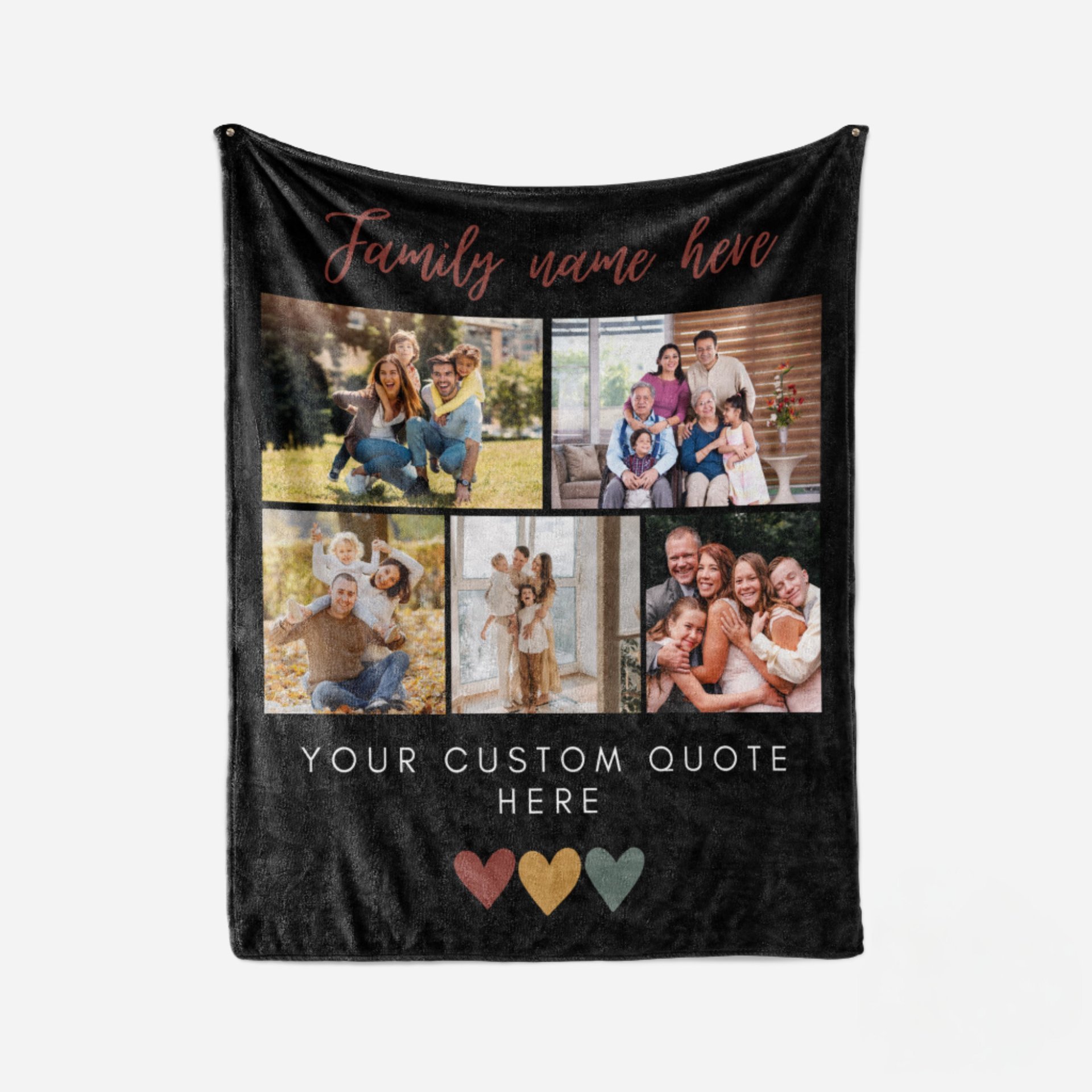 Custom Family Photo Collage Blanket with Personalized Quote