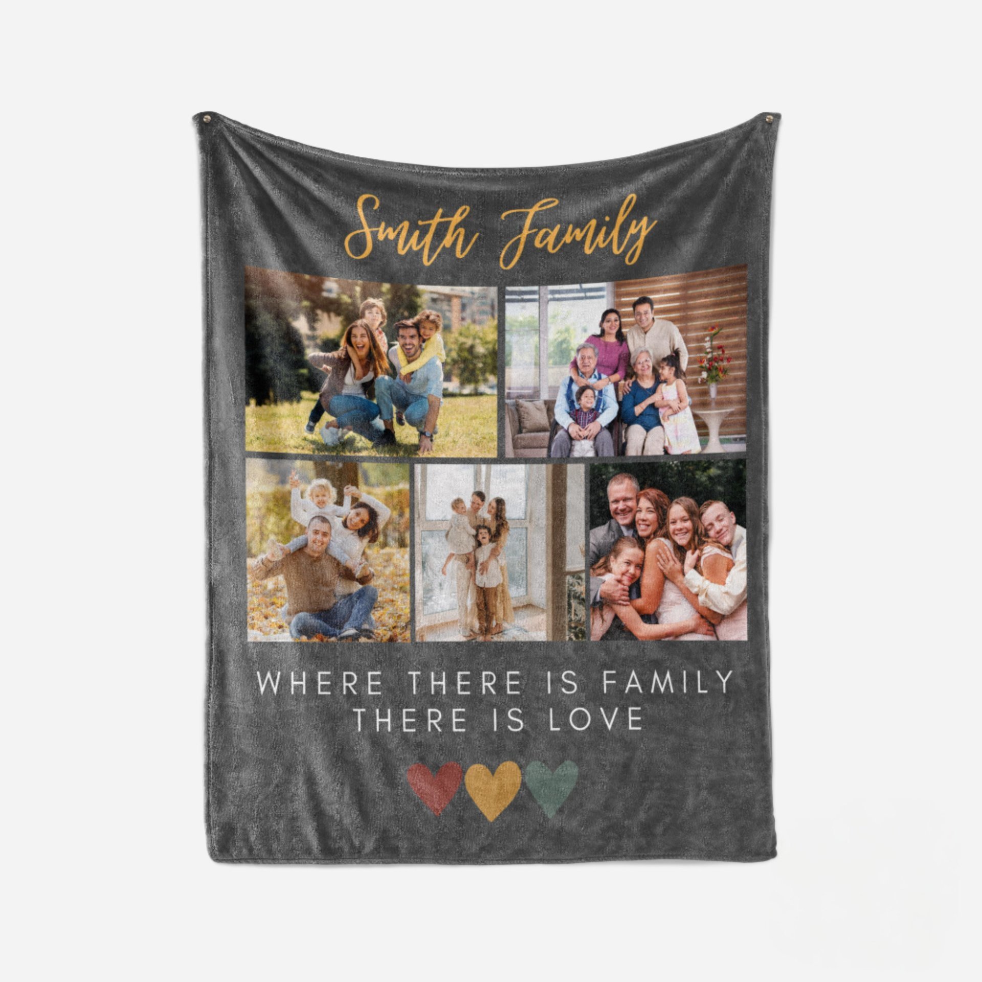 Custom Family Photo Collage Blanket with Personalized Quote