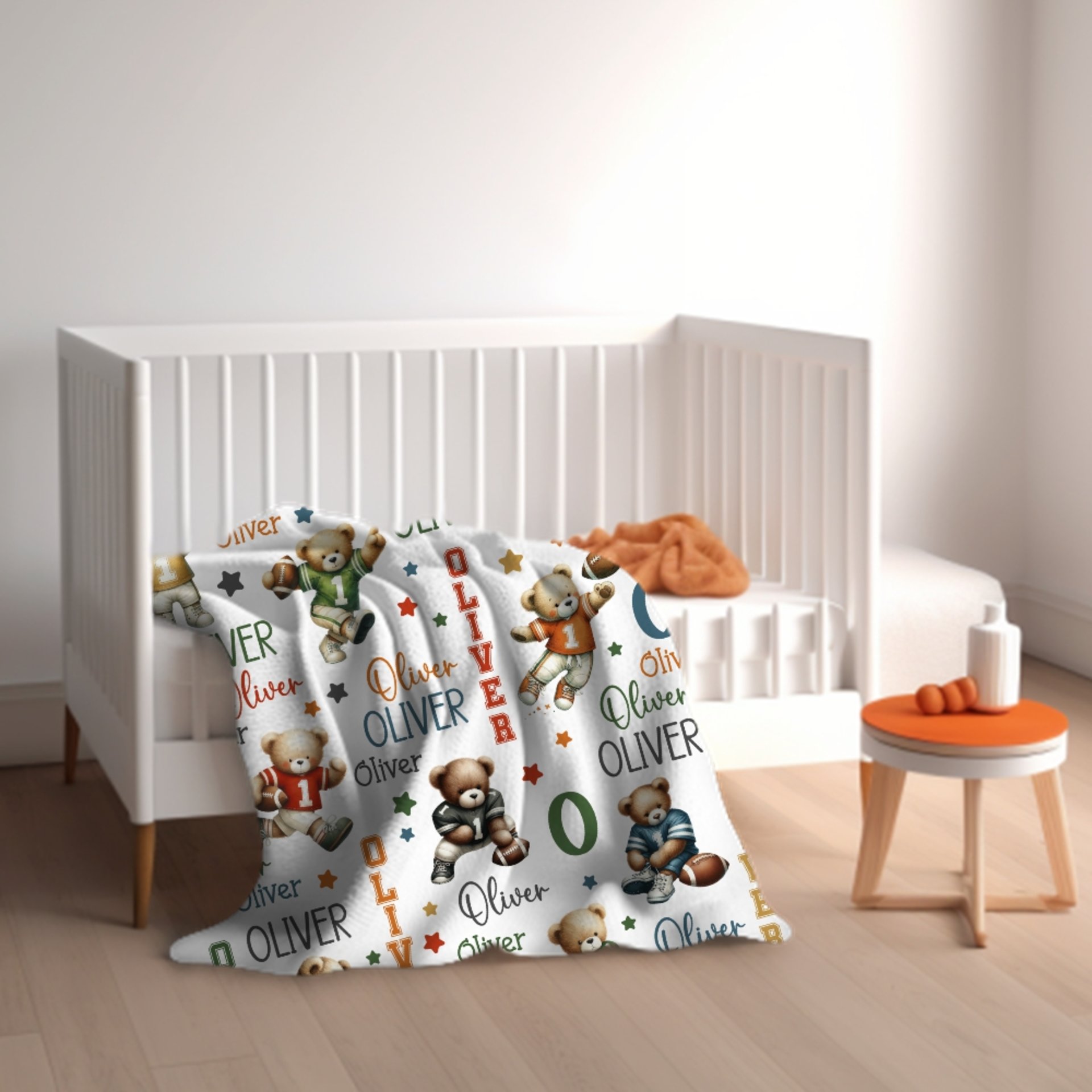 Personalized football bears blanket