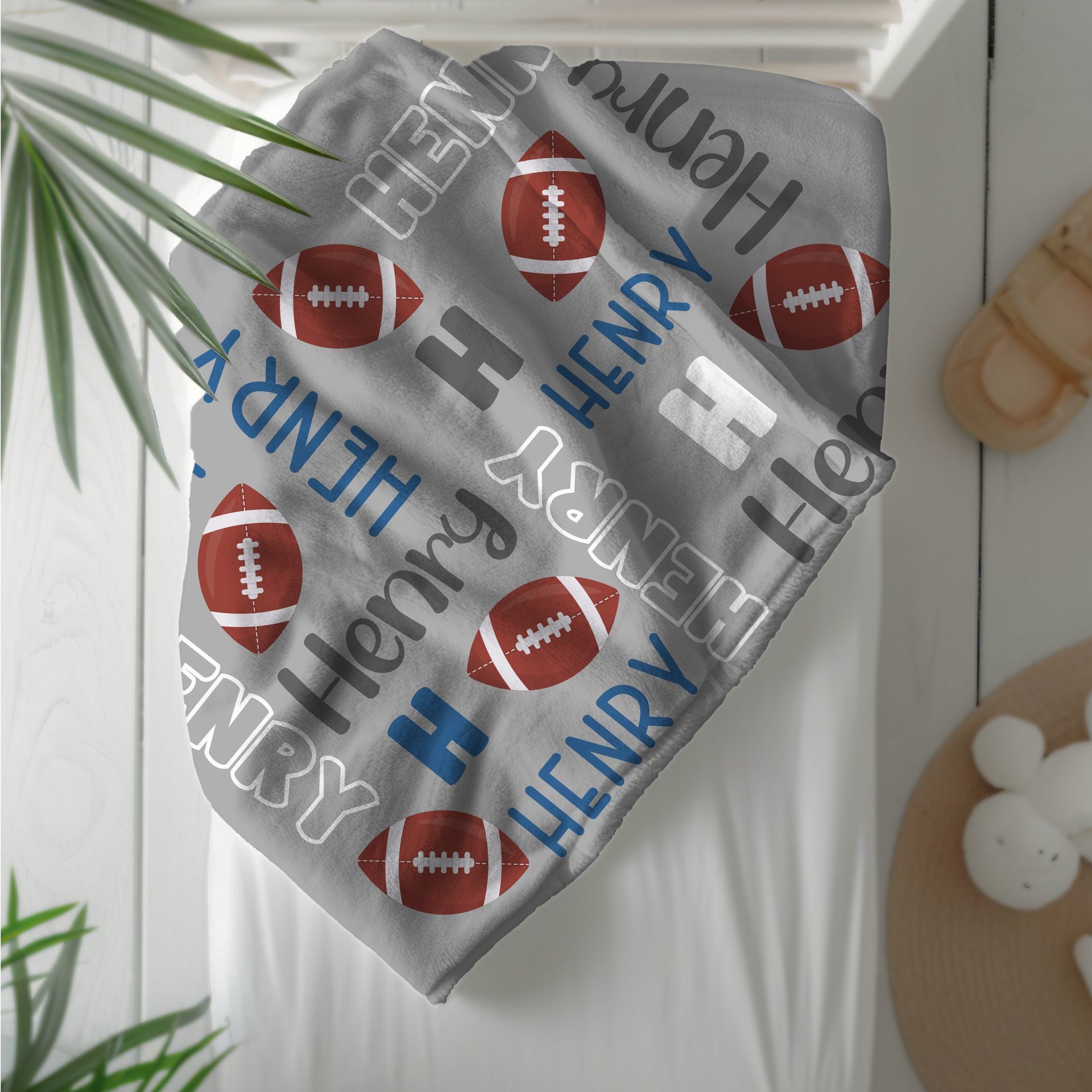Personalized Football Baby Blanket 