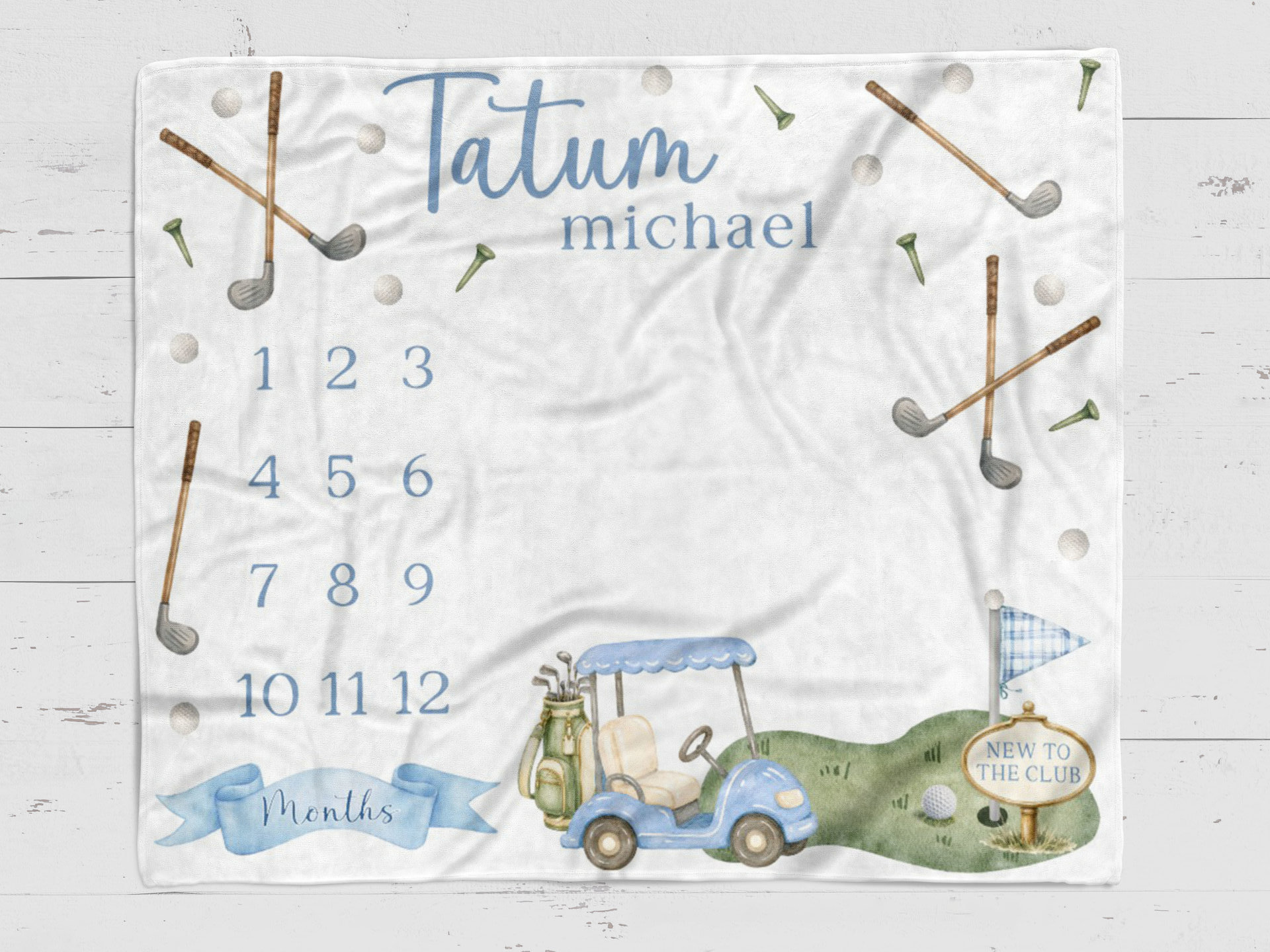 Personalized Golf Baby Milestone Blanket