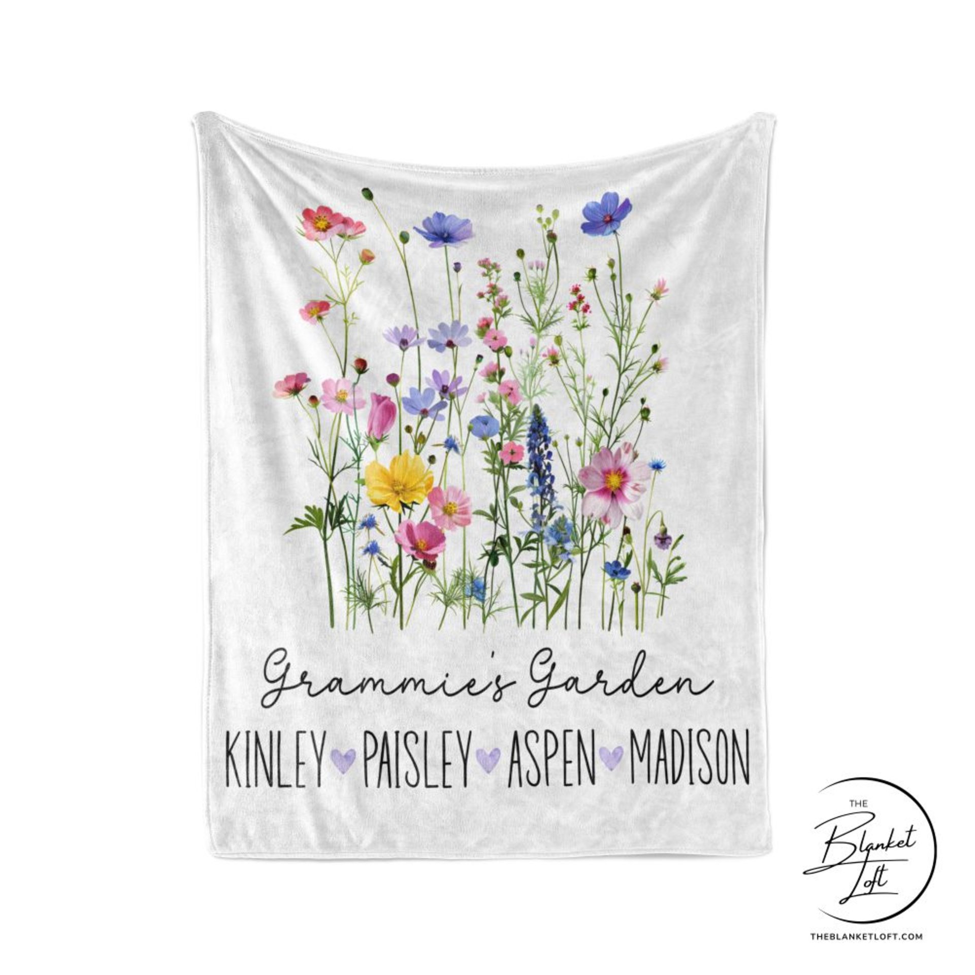 Grammies Garden Personalized Wildflower Blanket