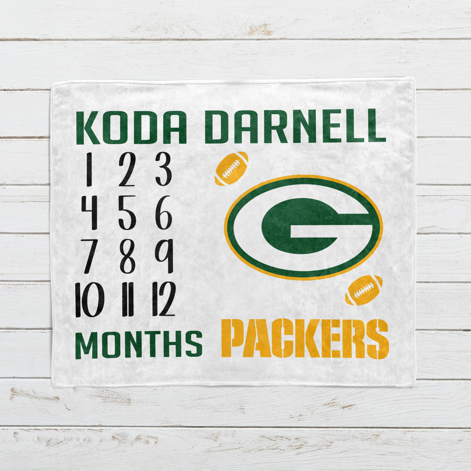 Personalized Football Team Baby Monthly Milestone Blanket