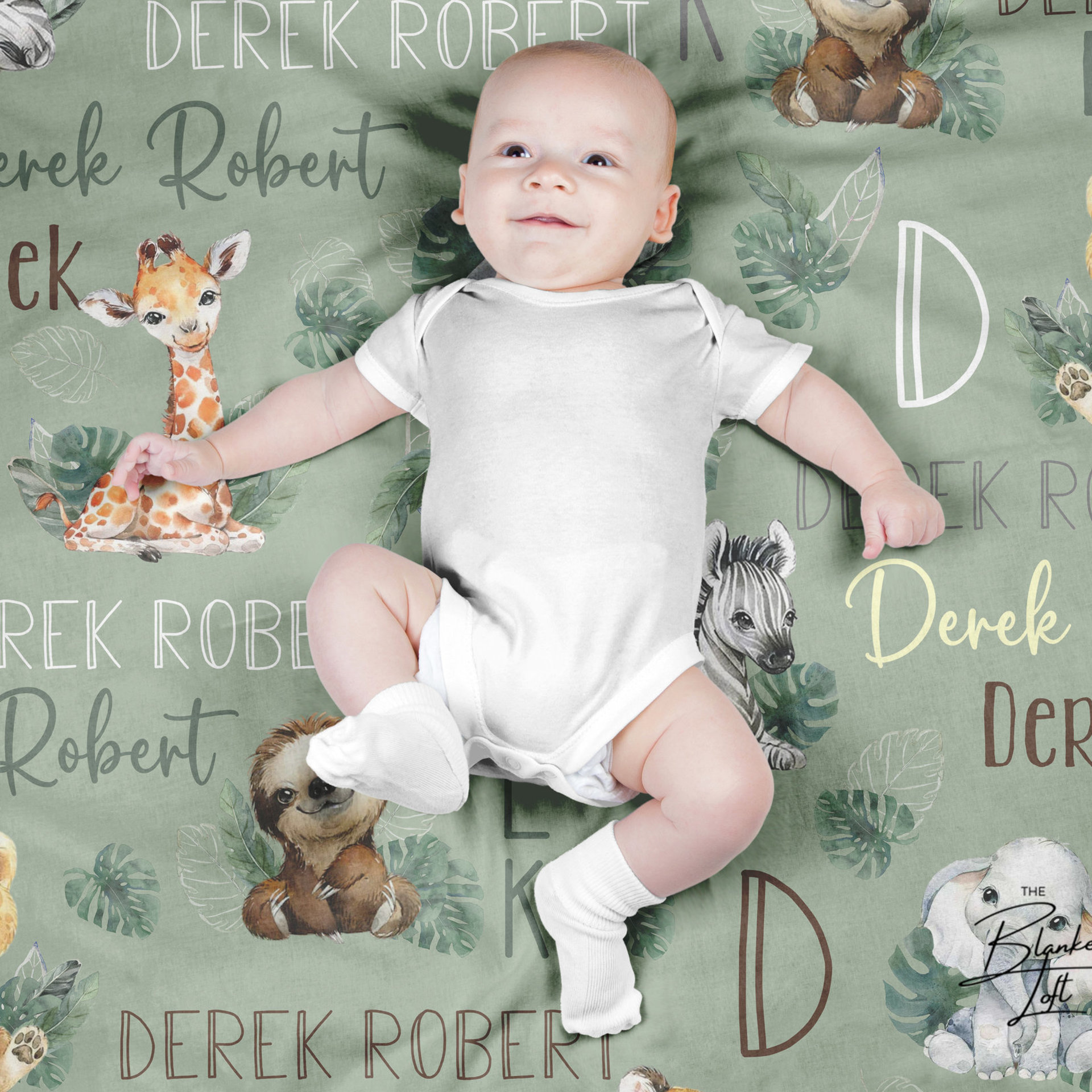 Jungle Safari Animals Personalized Baby Blanket