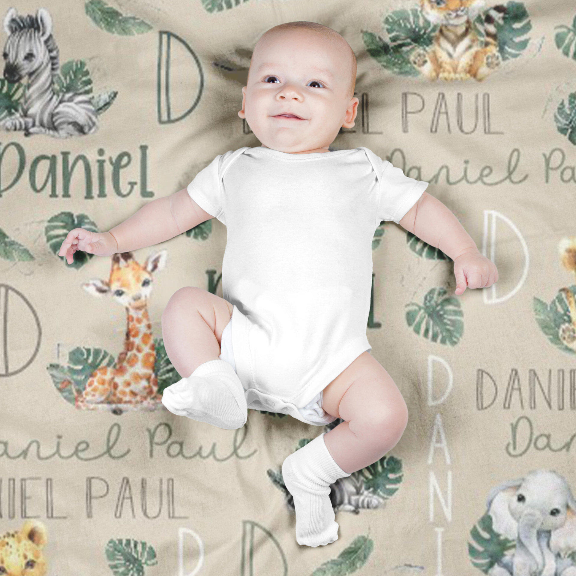 Jungle Safari Animals Personalized Baby Blanket