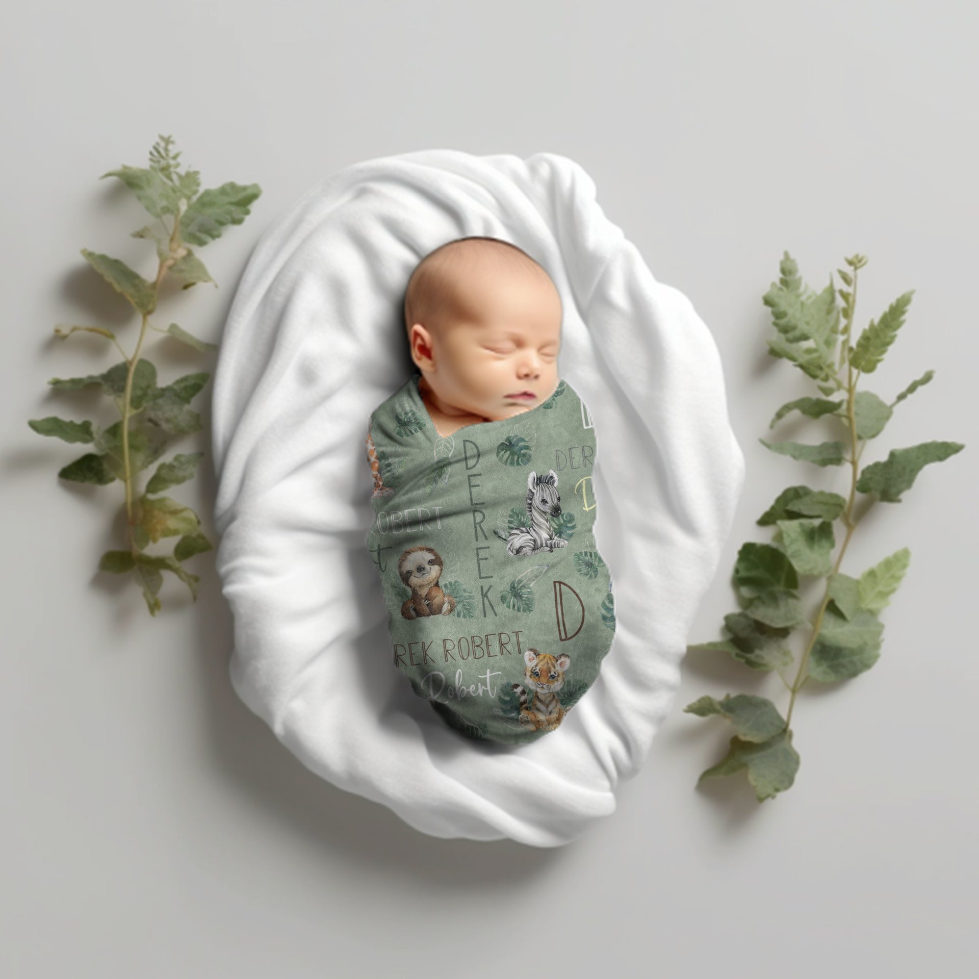 Jungle Safari Animals Personalized Baby Blanket